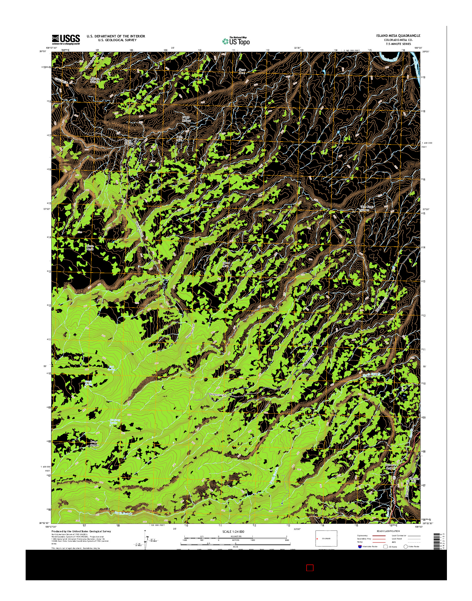 USGS US TOPO 7.5-MINUTE MAP FOR ISLAND MESA, CO 2016