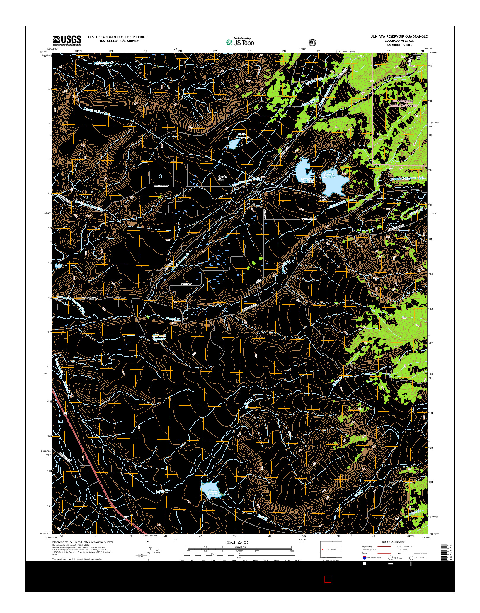 USGS US TOPO 7.5-MINUTE MAP FOR JUNIATA RESERVOIR, CO 2016