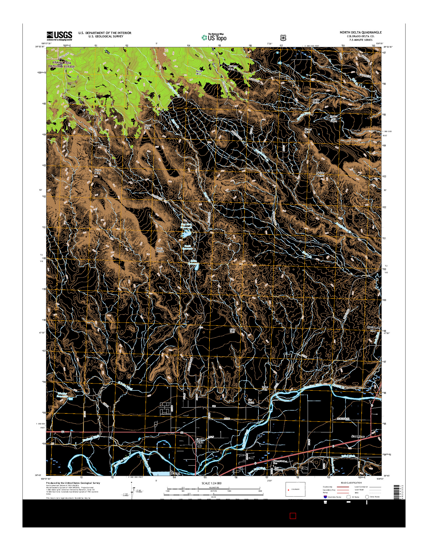 USGS US TOPO 7.5-MINUTE MAP FOR NORTH DELTA, CO 2016