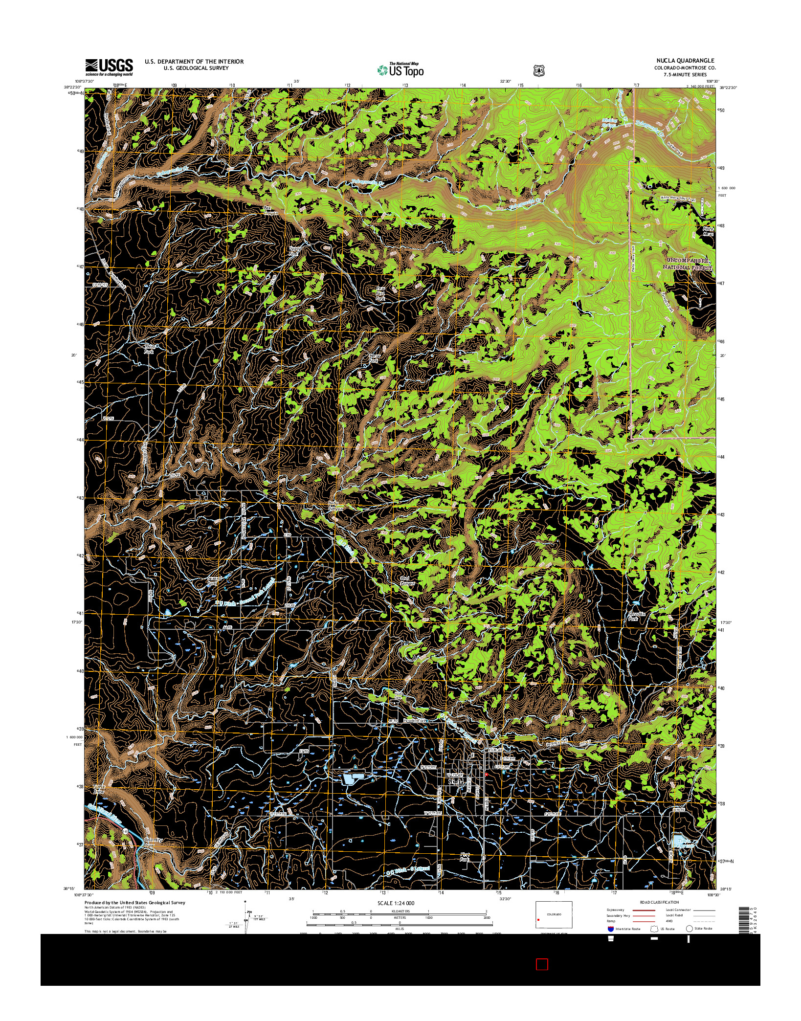 USGS US TOPO 7.5-MINUTE MAP FOR NUCLA, CO 2016