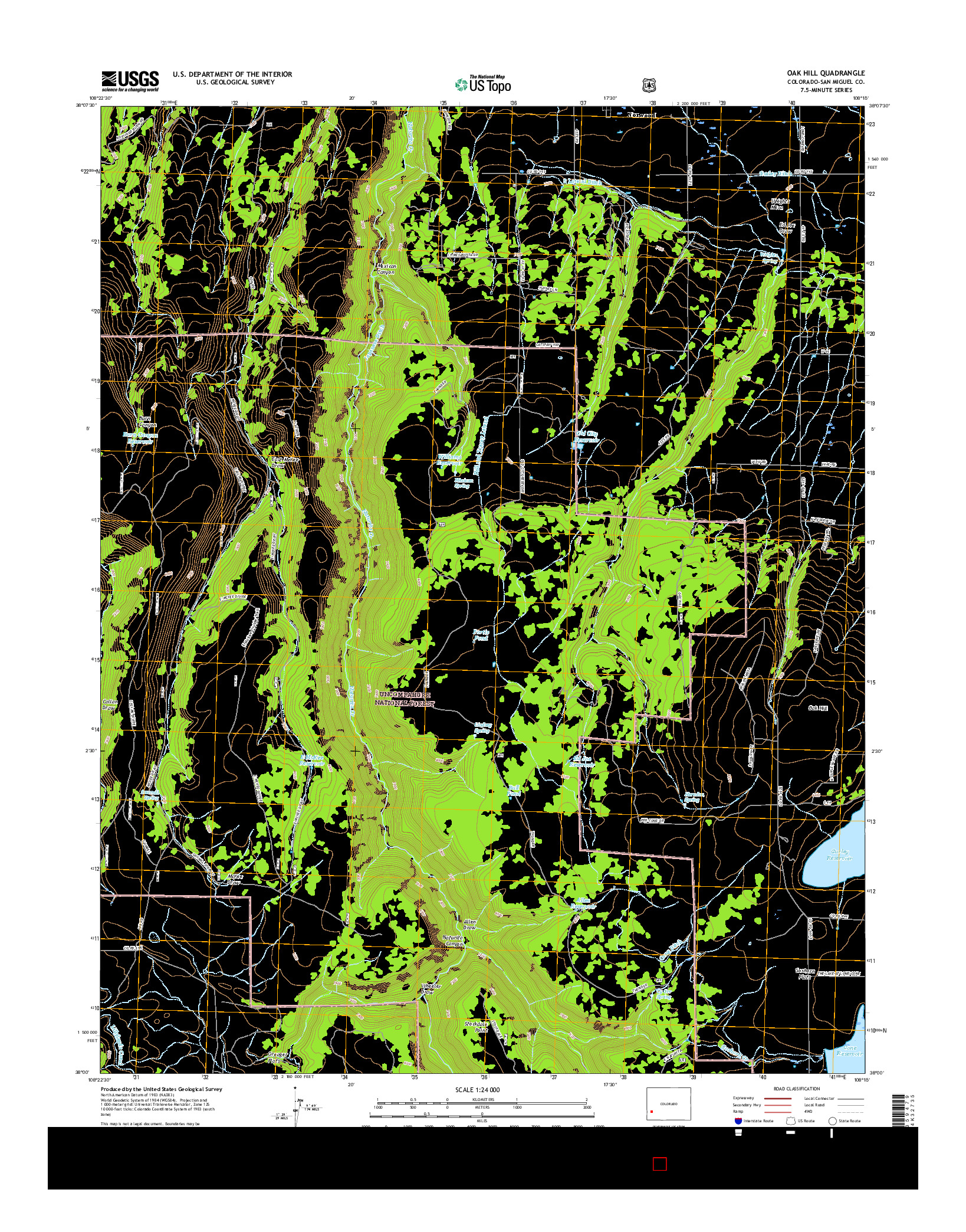 USGS US TOPO 7.5-MINUTE MAP FOR OAK HILL, CO 2016