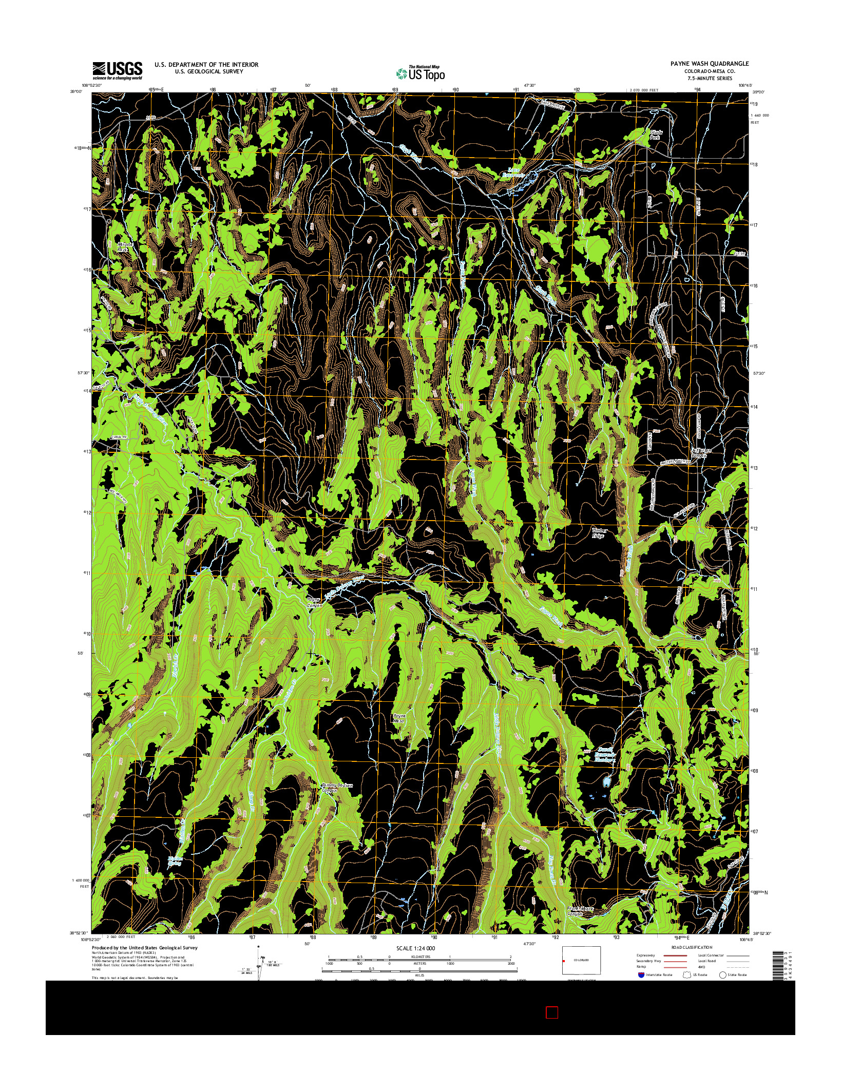 USGS US TOPO 7.5-MINUTE MAP FOR PAYNE WASH, CO 2016