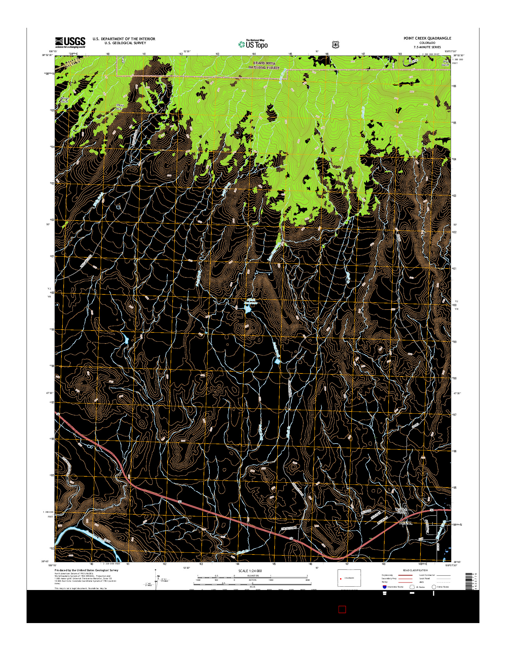 USGS US TOPO 7.5-MINUTE MAP FOR POINT CREEK, CO 2016