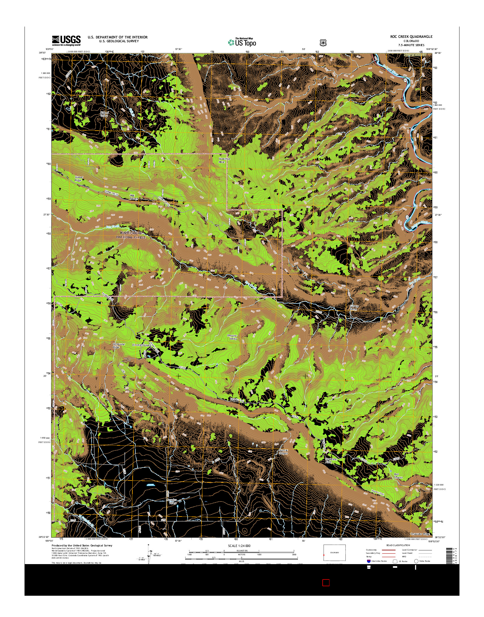 USGS US TOPO 7.5-MINUTE MAP FOR ROC CREEK, CO 2016
