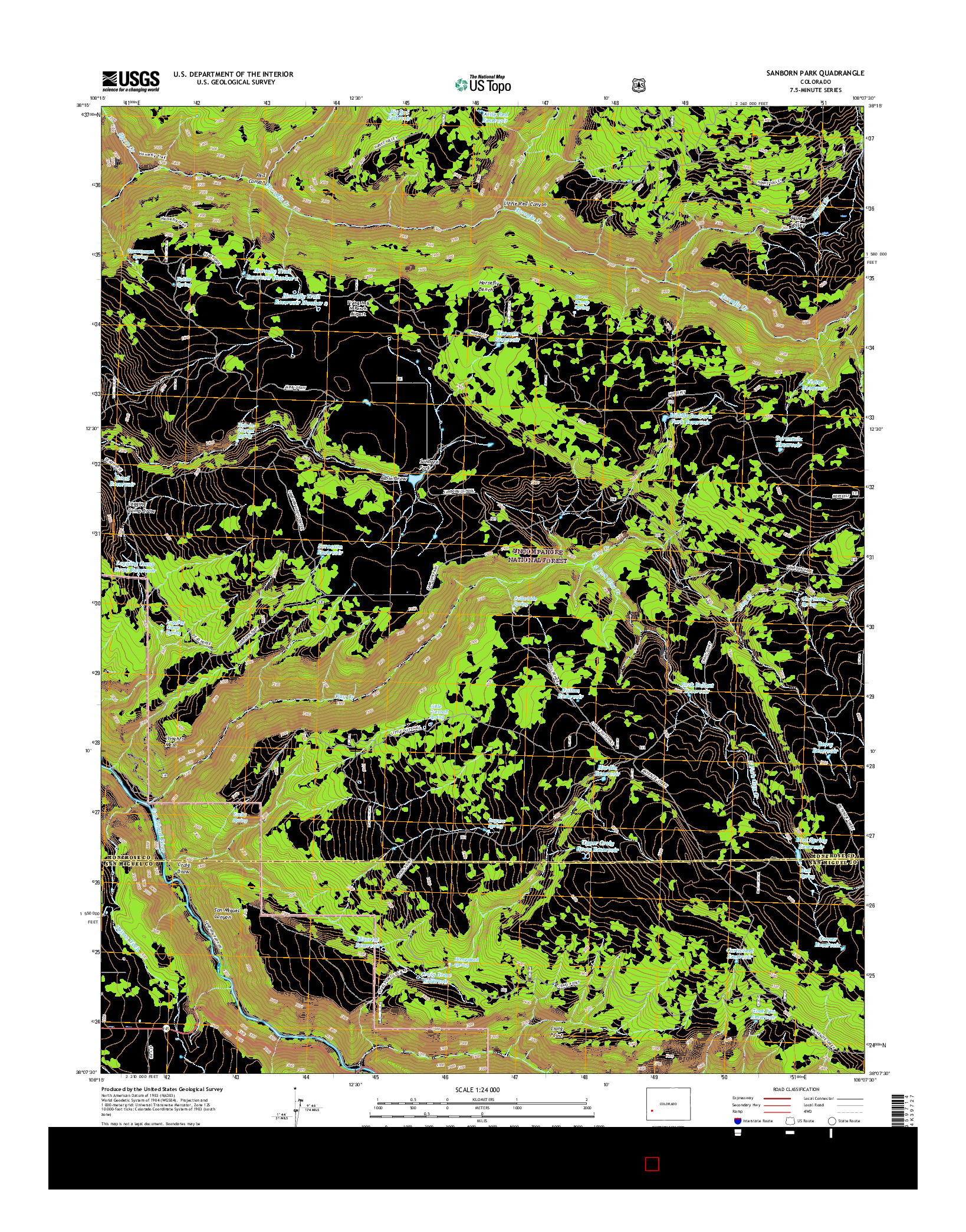 USGS US TOPO 7.5-MINUTE MAP FOR SANBORN PARK, CO 2016