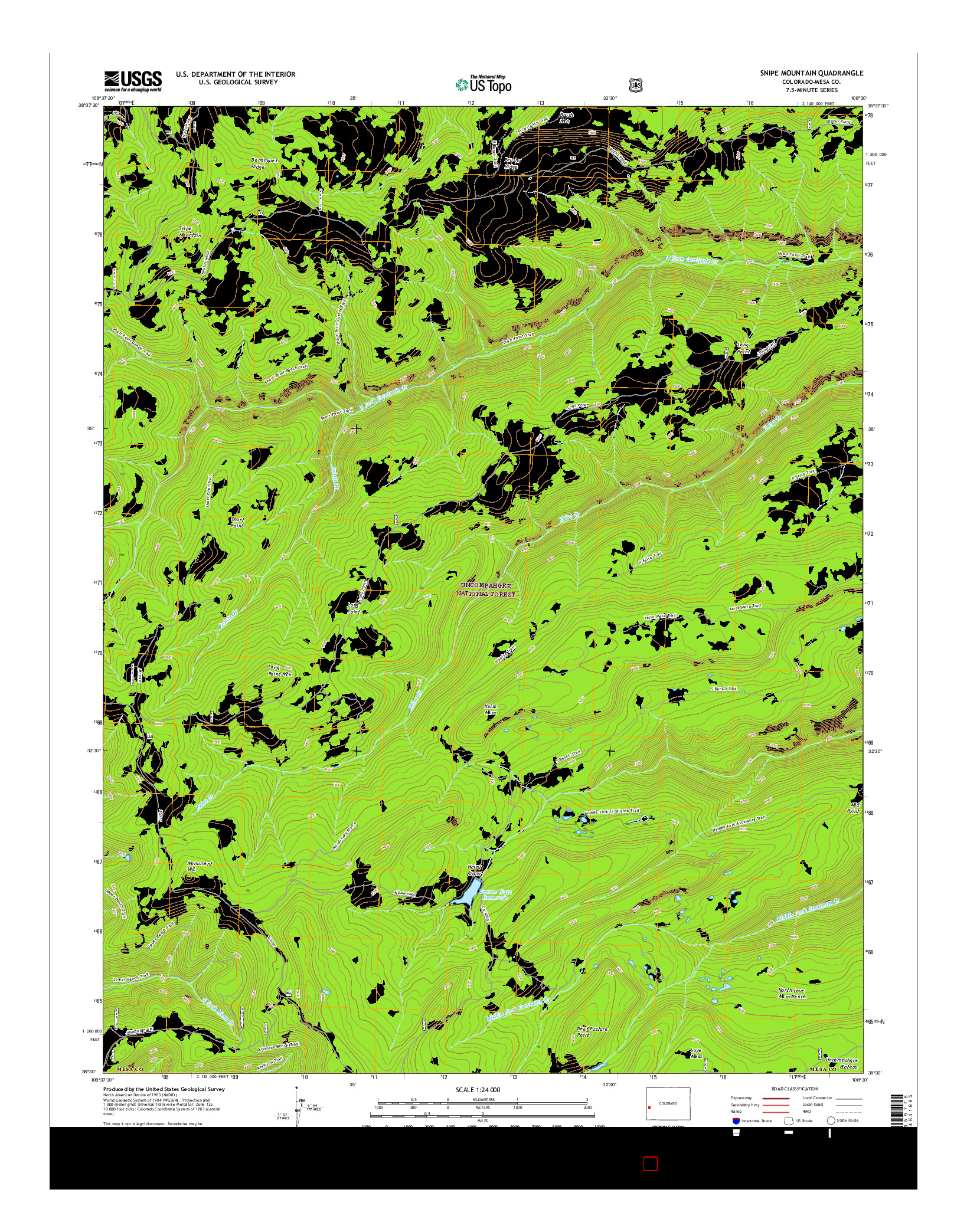 USGS US TOPO 7.5-MINUTE MAP FOR SNIPE MOUNTAIN, CO 2016