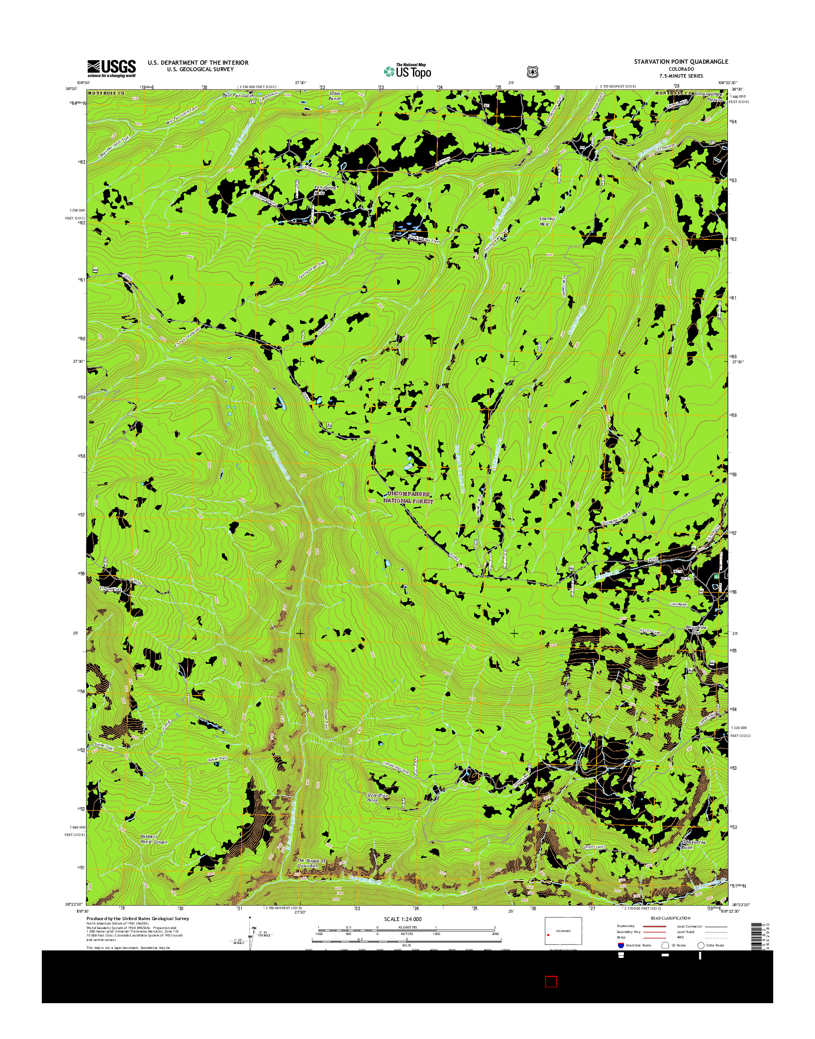 USGS US TOPO 7.5-MINUTE MAP FOR STARVATION POINT, CO 2016