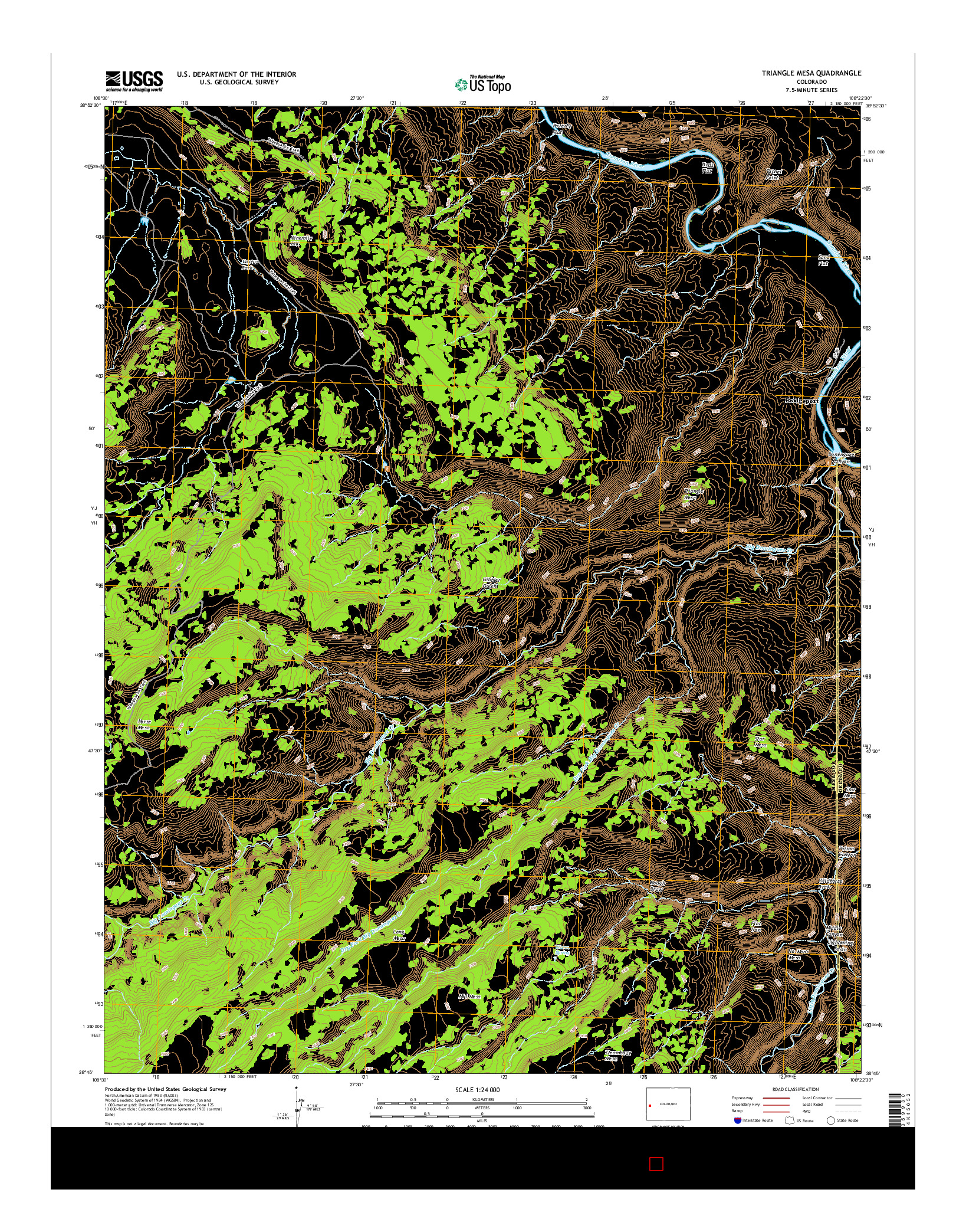 USGS US TOPO 7.5-MINUTE MAP FOR TRIANGLE MESA, CO 2016