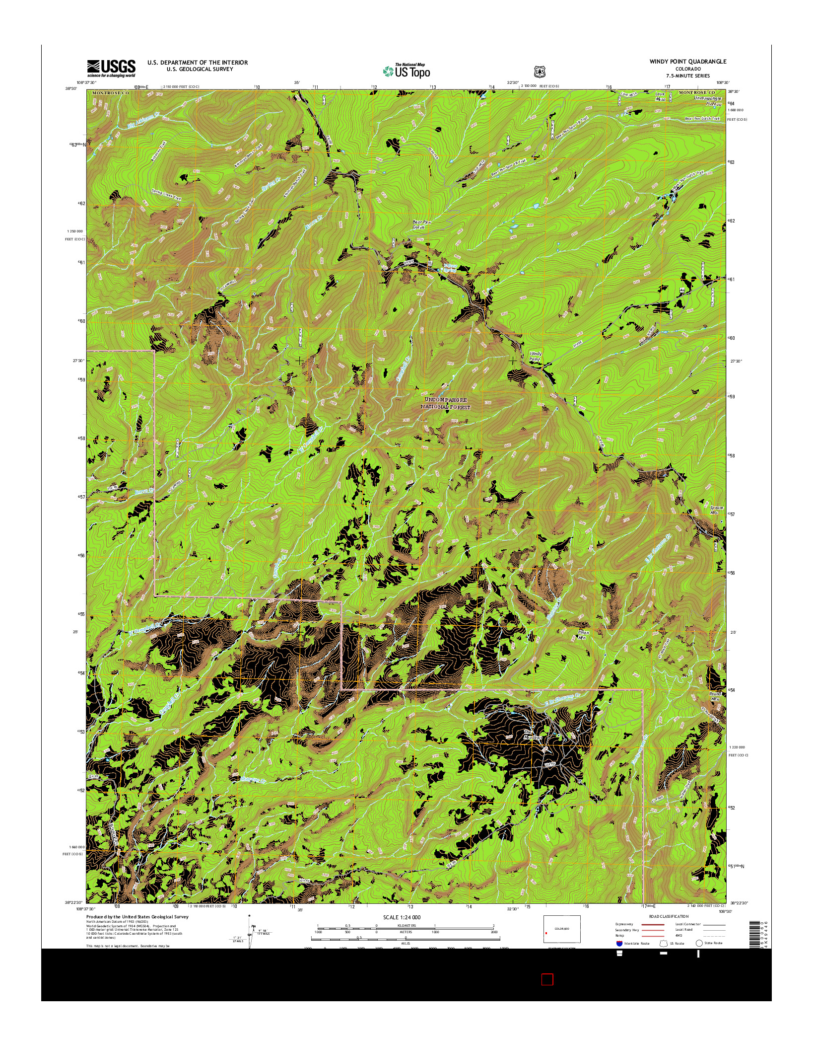 USGS US TOPO 7.5-MINUTE MAP FOR WINDY POINT, CO 2016