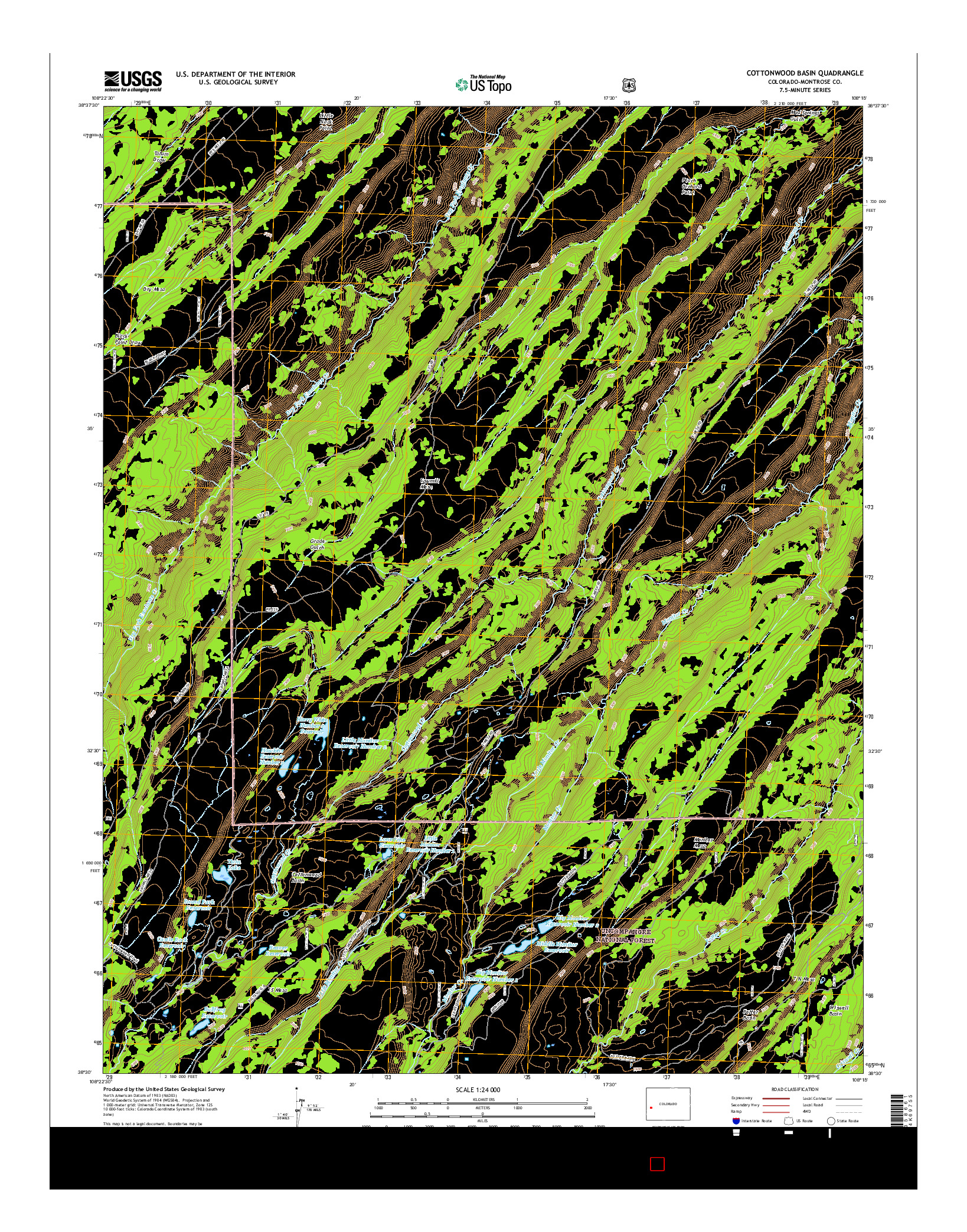 USGS US TOPO 7.5-MINUTE MAP FOR COTTONWOOD BASIN, CO 2016