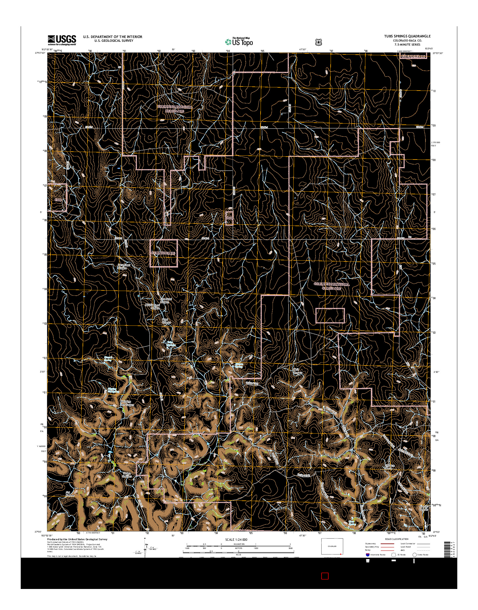USGS US TOPO 7.5-MINUTE MAP FOR TUBS SPRINGS, CO 2016