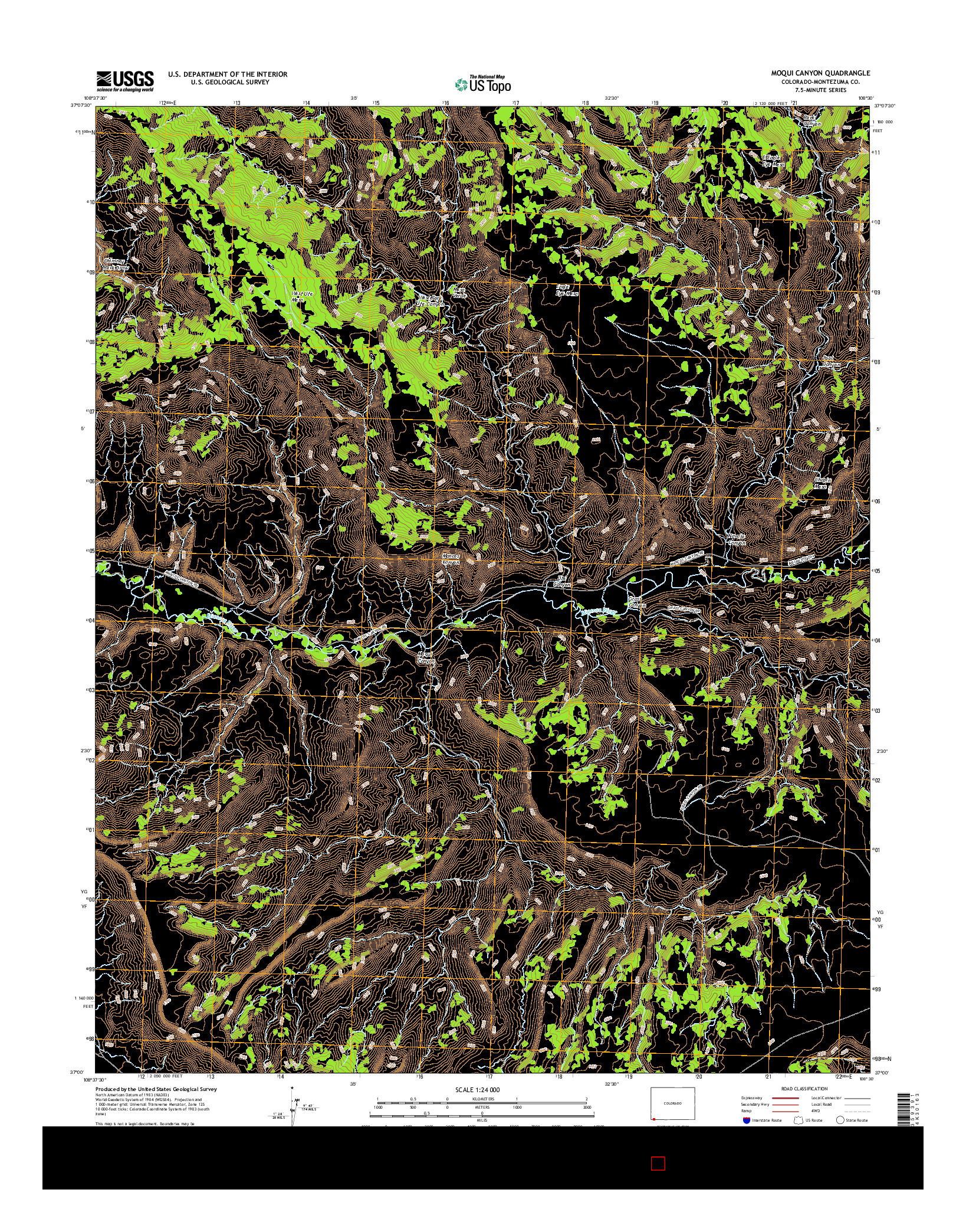 USGS US TOPO 7.5-MINUTE MAP FOR MOQUI CANYON, CO 2016