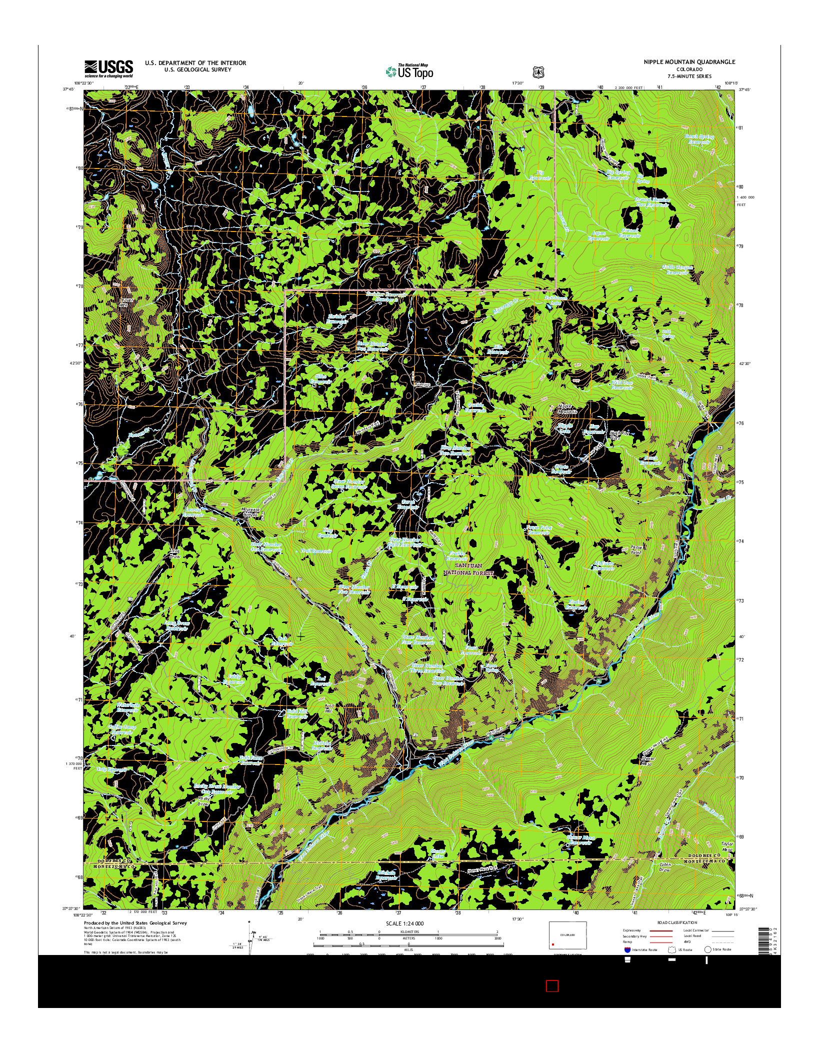 USGS US TOPO 7.5-MINUTE MAP FOR NIPPLE MOUNTAIN, CO 2016