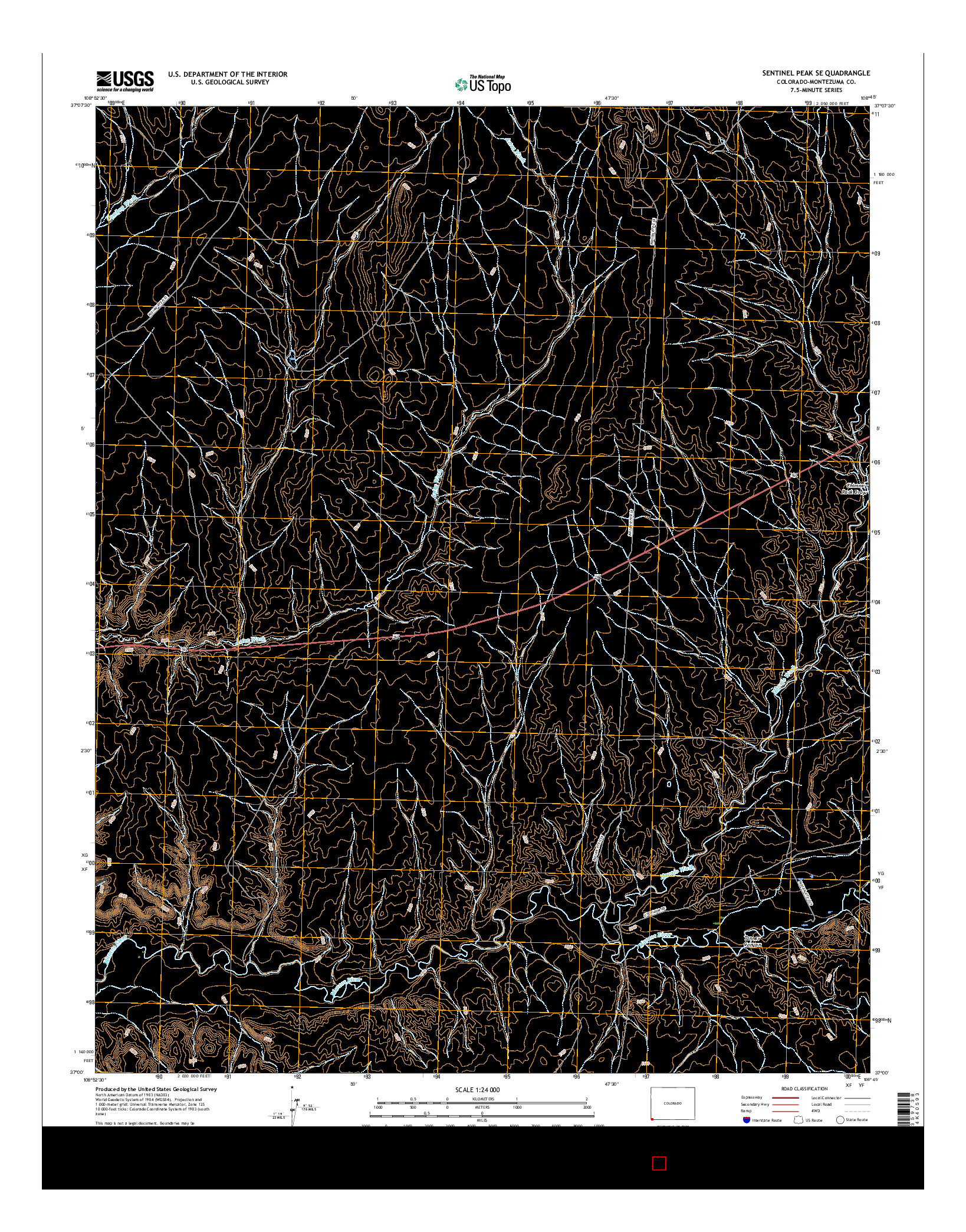 USGS US TOPO 7.5-MINUTE MAP FOR SENTINEL PEAK SE, CO 2016