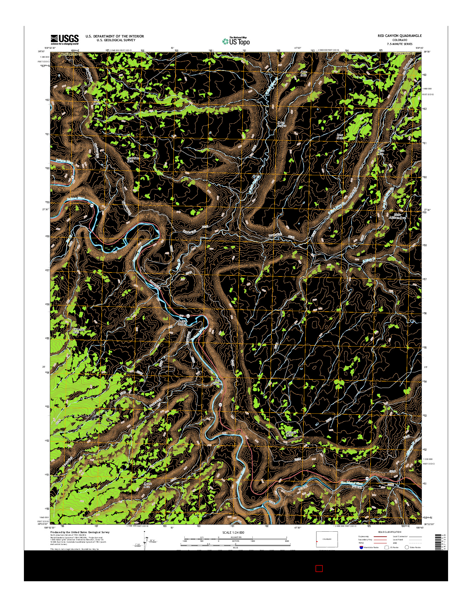 USGS US TOPO 7.5-MINUTE MAP FOR RED CANYON, CO 2016