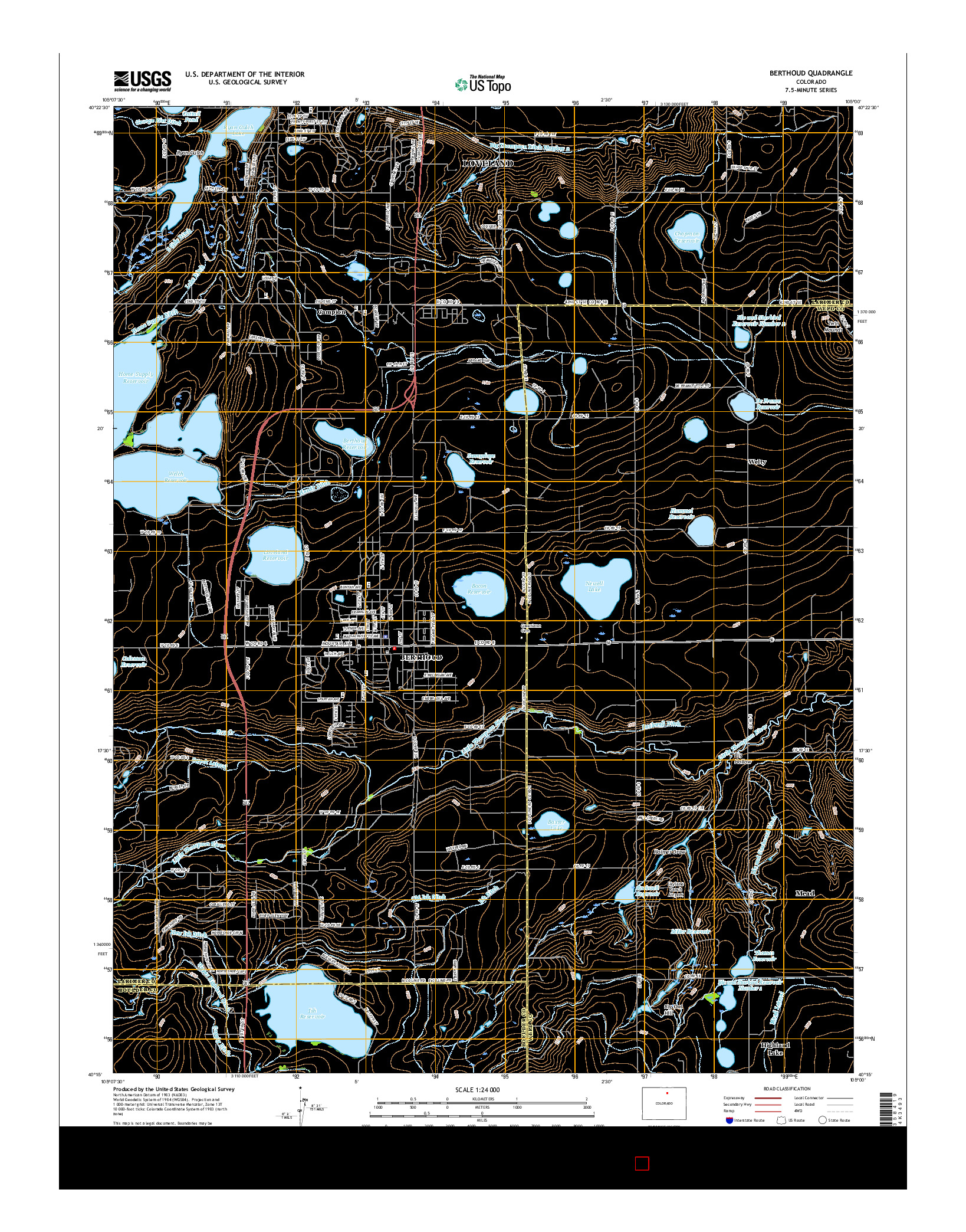 USGS US TOPO 7.5-MINUTE MAP FOR BERTHOUD, CO 2016