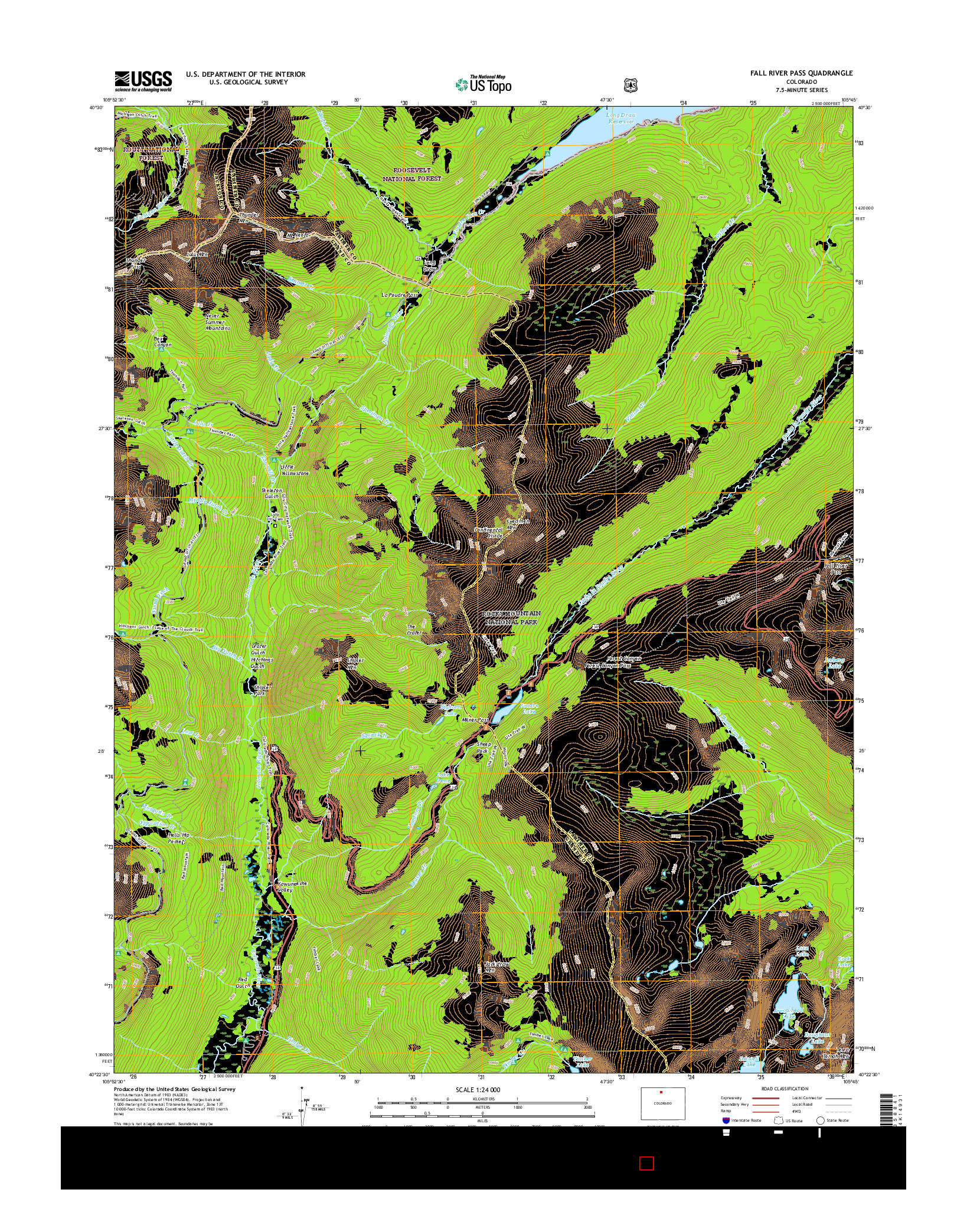 USGS US TOPO 7.5-MINUTE MAP FOR FALL RIVER PASS, CO 2016