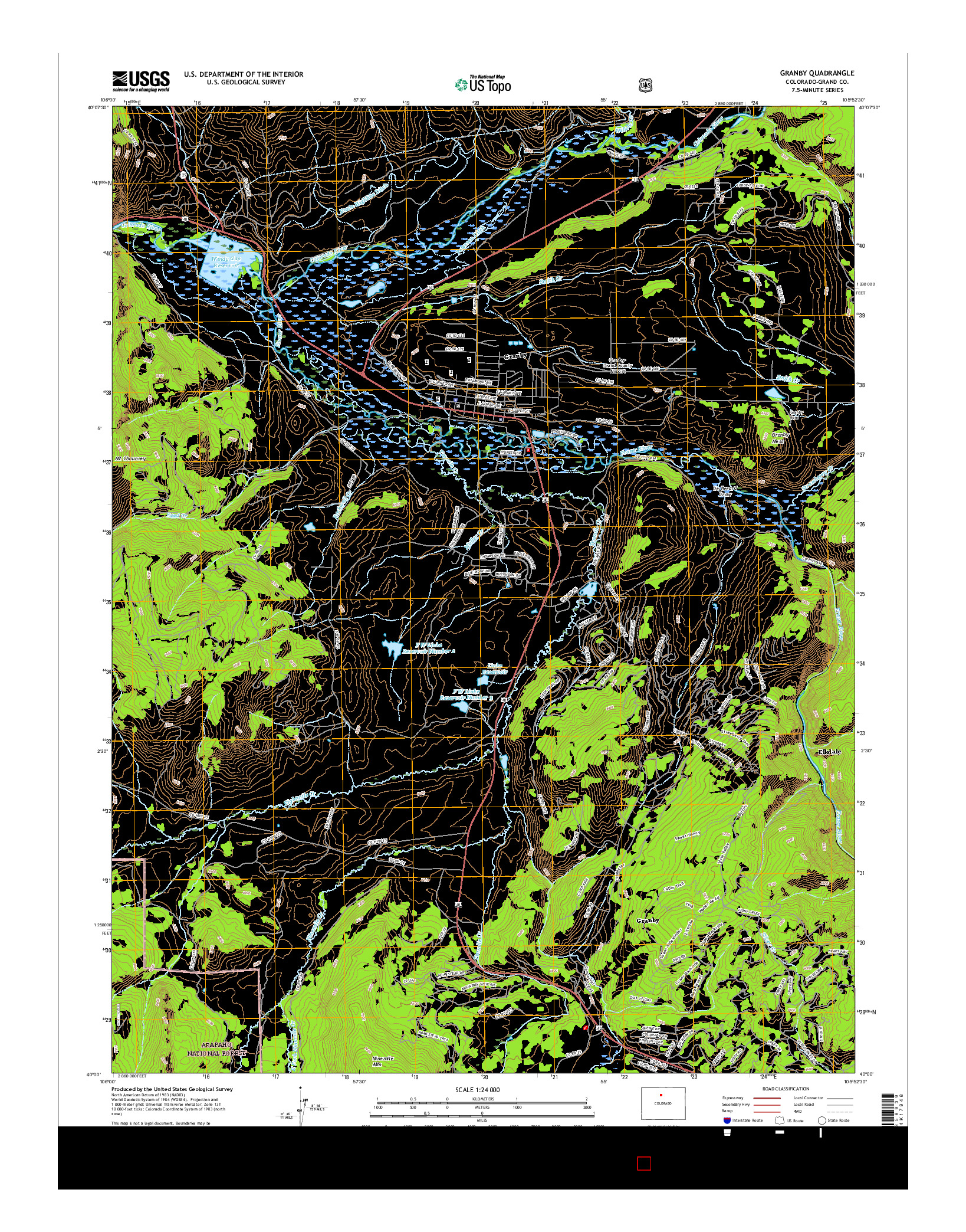 USGS US TOPO 7.5-MINUTE MAP FOR GRANBY, CO 2016