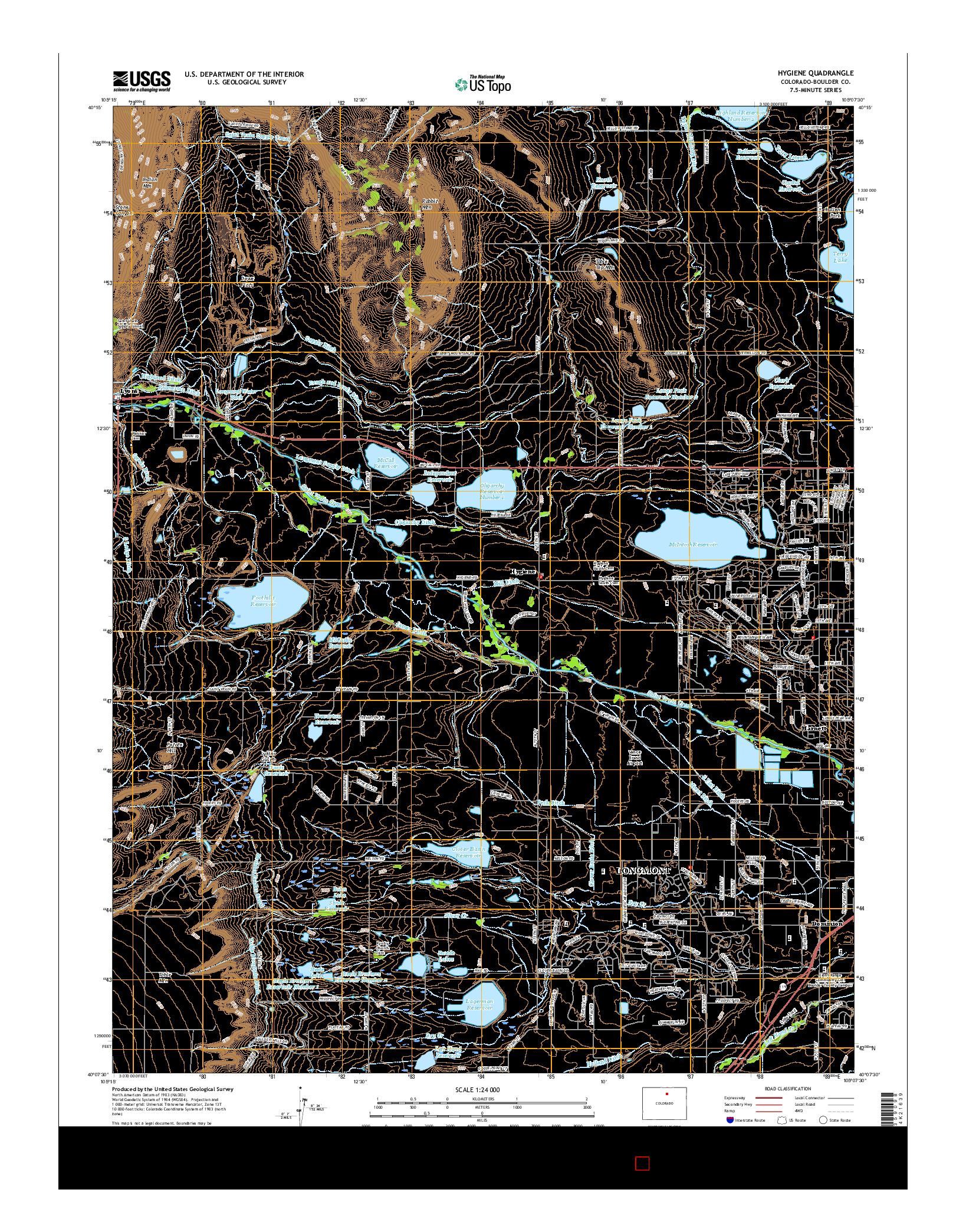 USGS US TOPO 7.5-MINUTE MAP FOR HYGIENE, CO 2016