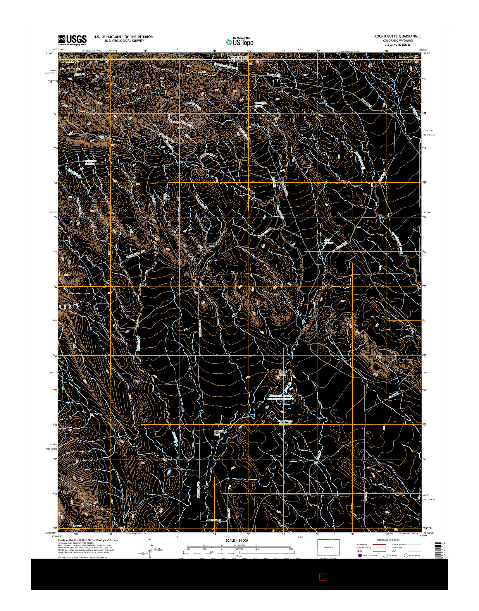 USGS US TOPO 7.5-MINUTE MAP FOR ROUND BUTTE, CO-WY 2016