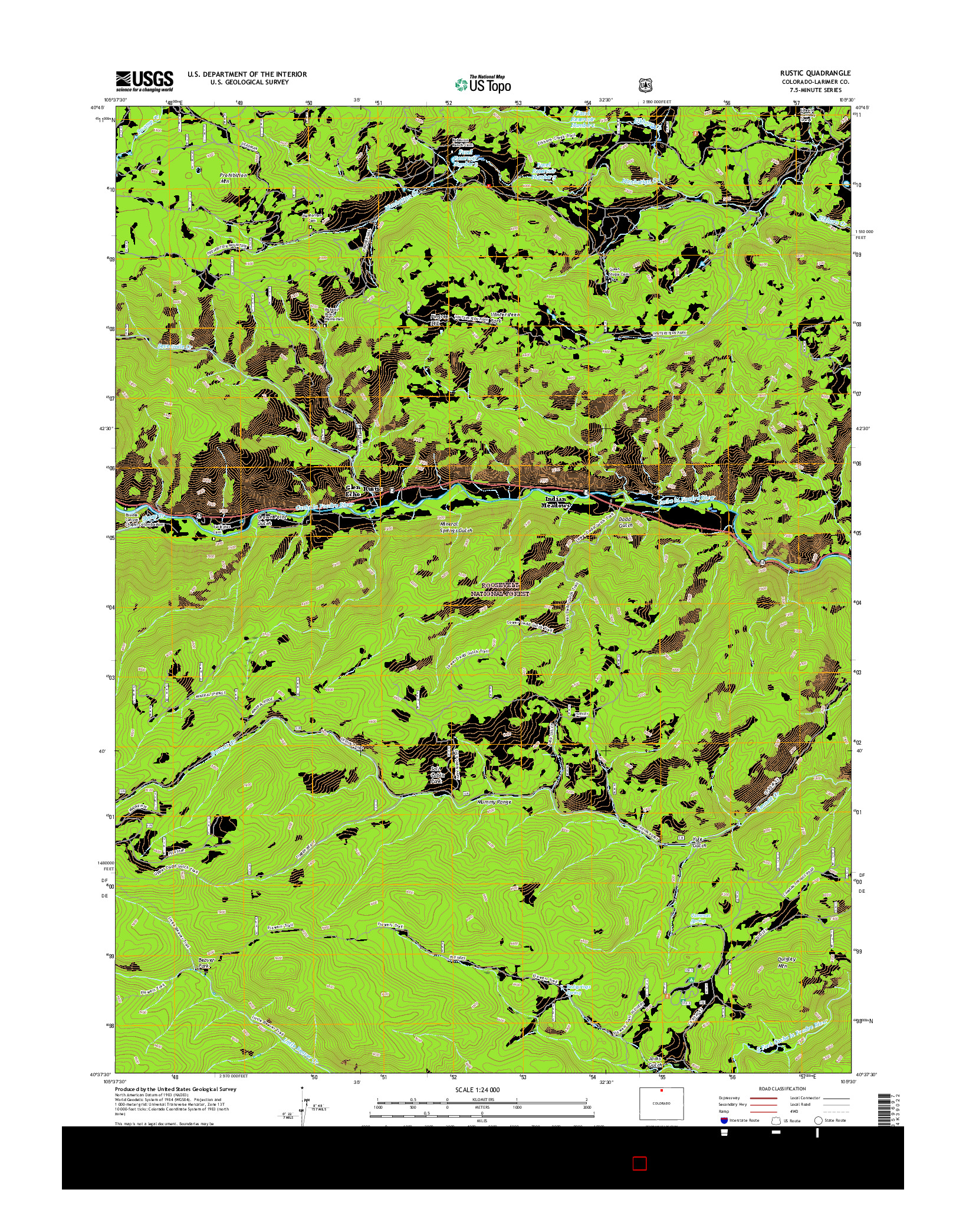 USGS US TOPO 7.5-MINUTE MAP FOR RUSTIC, CO 2016