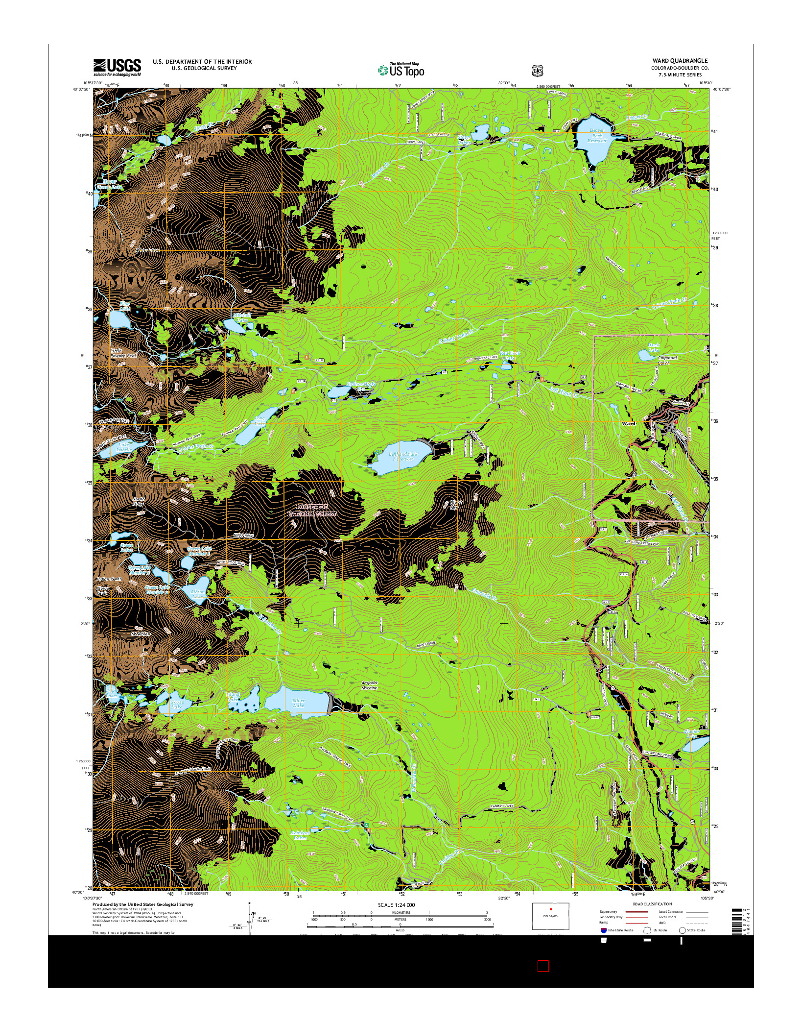 USGS US TOPO 7.5-MINUTE MAP FOR WARD, CO 2016