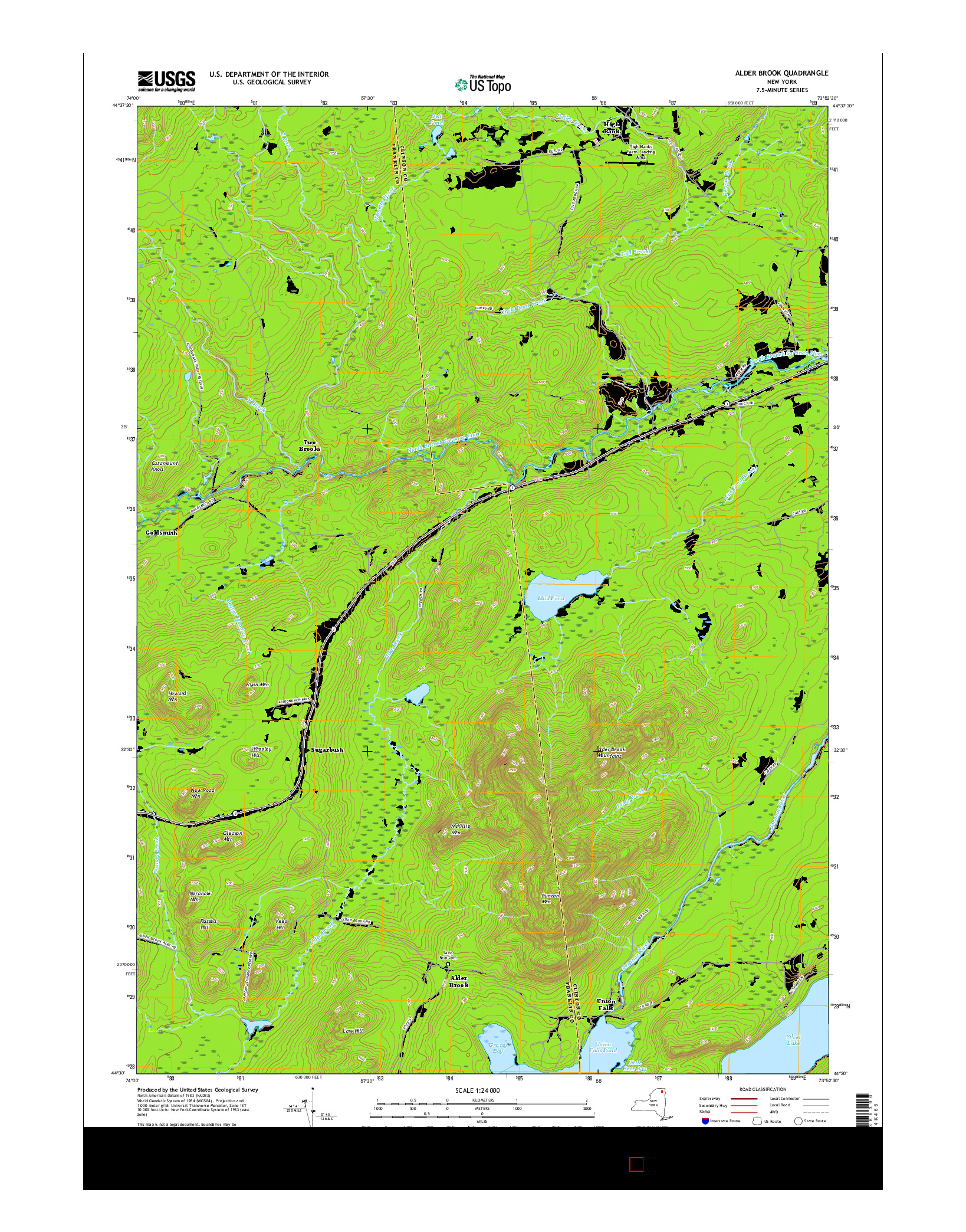 USGS US TOPO 7.5-MINUTE MAP FOR ALDER BROOK, NY 2016
