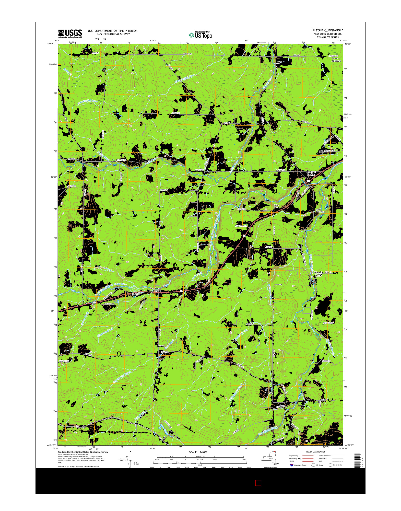 USGS US TOPO 7.5-MINUTE MAP FOR ALTONA, NY 2016