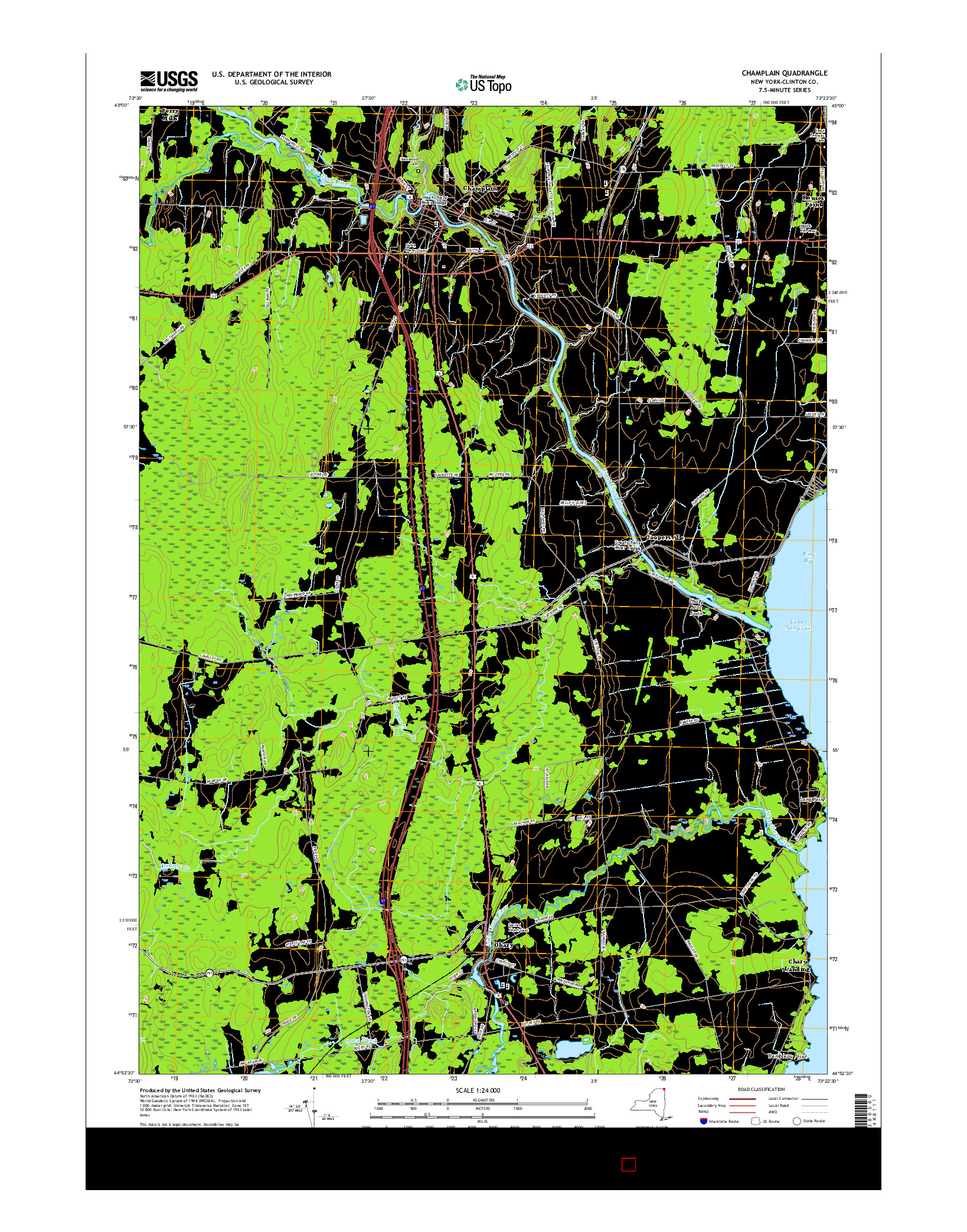 USGS US TOPO 7.5-MINUTE MAP FOR CHAMPLAIN, NY 2016
