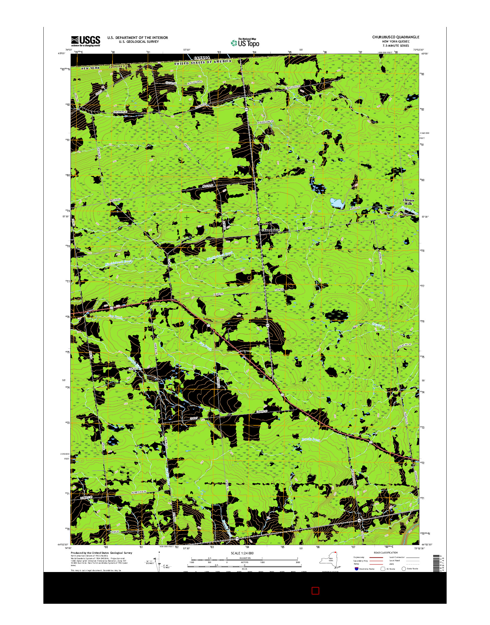 USGS US TOPO 7.5-MINUTE MAP FOR CHURUBUSCO, NY-QC 2016