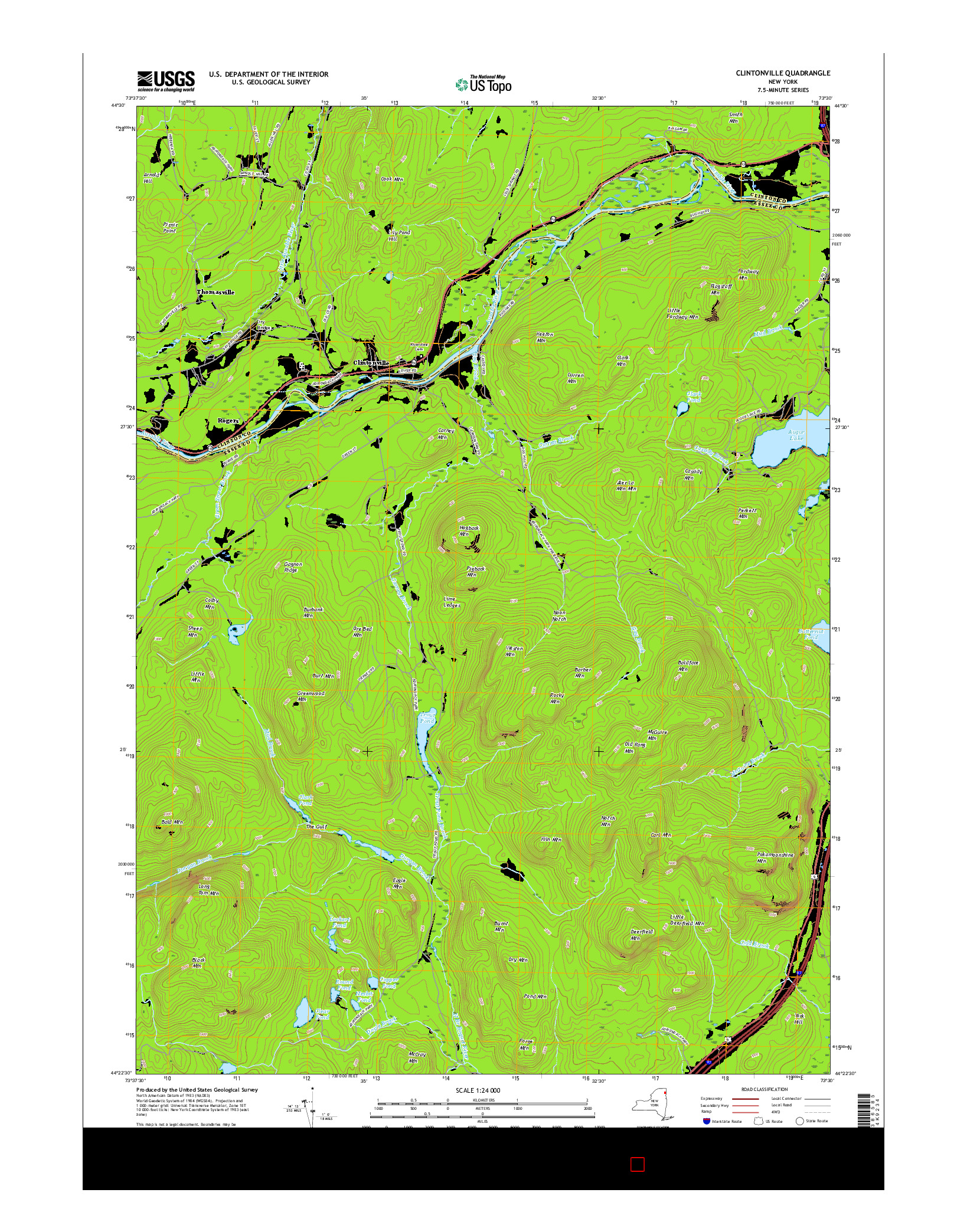 USGS US TOPO 7.5-MINUTE MAP FOR CLINTONVILLE, NY 2016