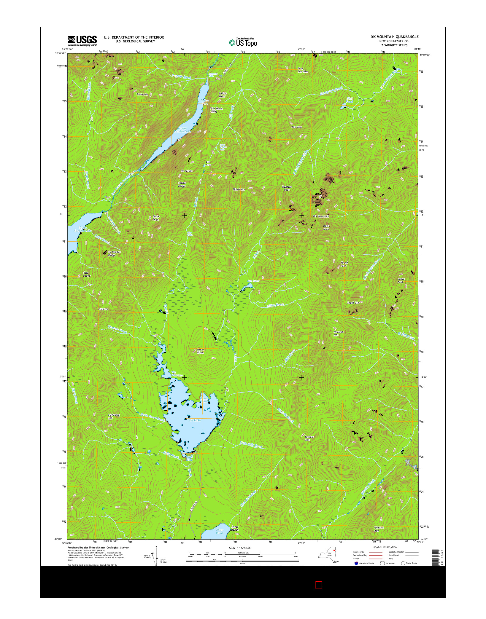 USGS US TOPO 7.5-MINUTE MAP FOR DIX MOUNTAIN, NY 2016