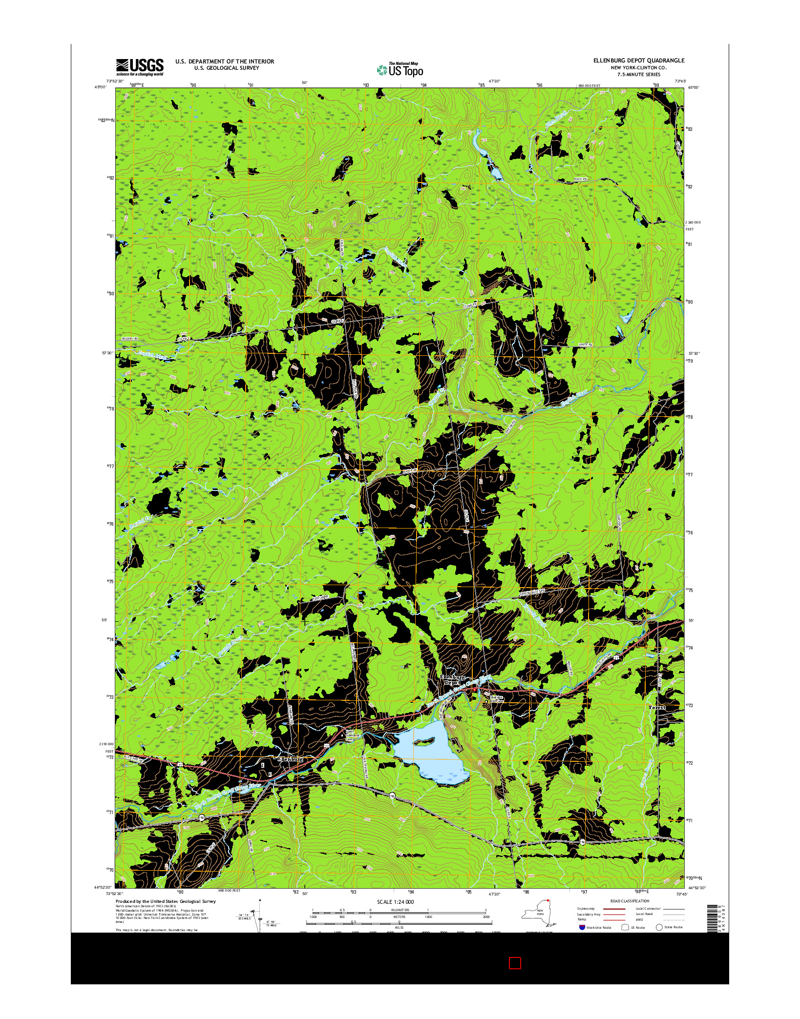 USGS US TOPO 7.5-MINUTE MAP FOR ELLENBURG DEPOT, NY 2016
