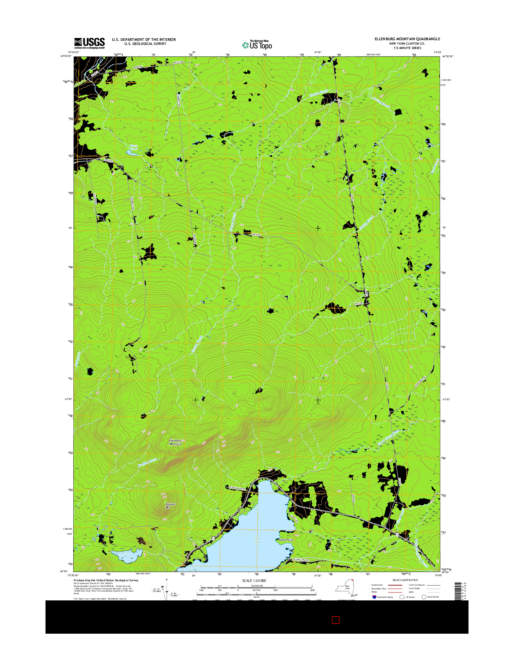 USGS US TOPO 7.5-MINUTE MAP FOR ELLENBURG MOUNTAIN, NY 2016