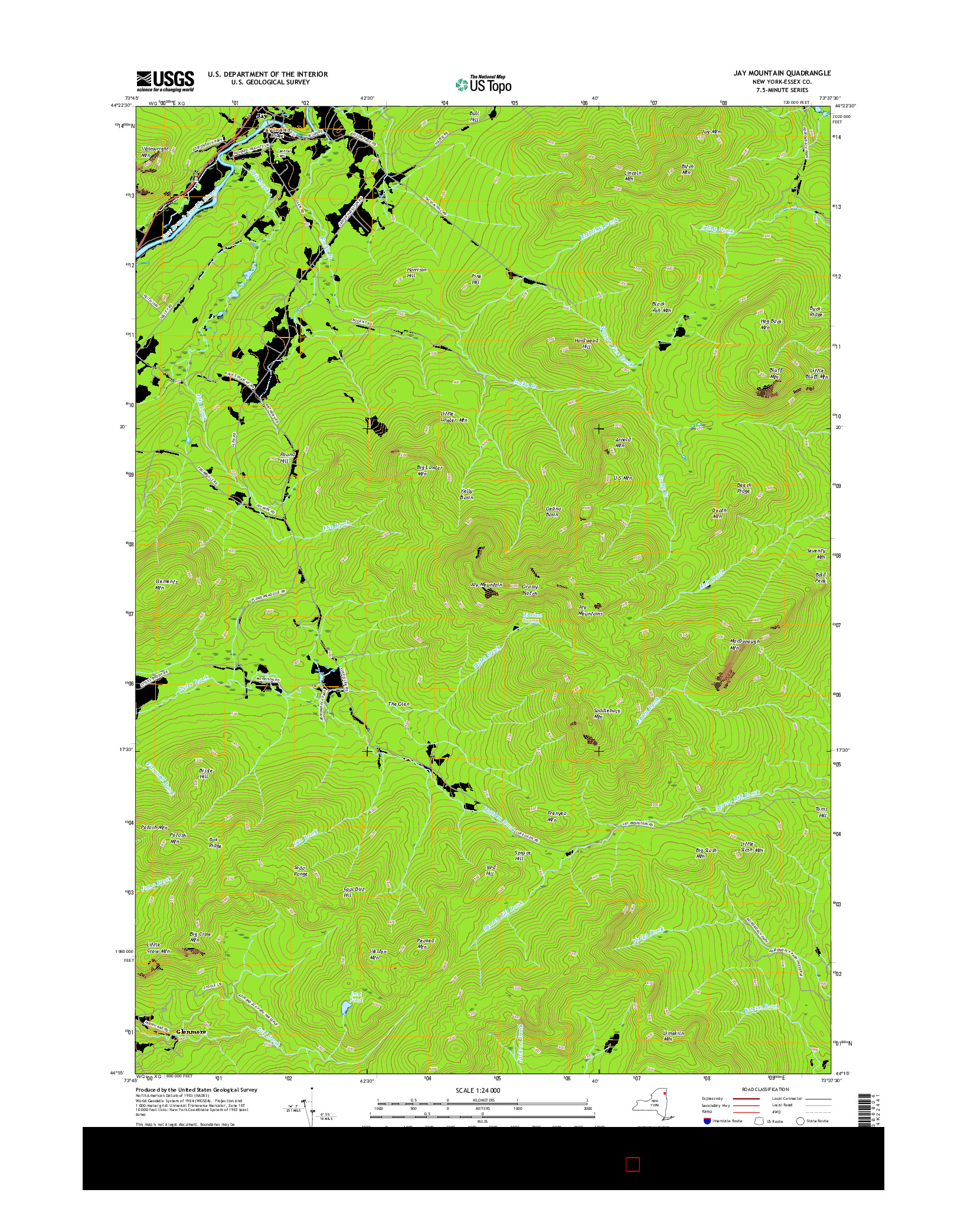 USGS US TOPO 7.5-MINUTE MAP FOR JAY MOUNTAIN, NY 2016