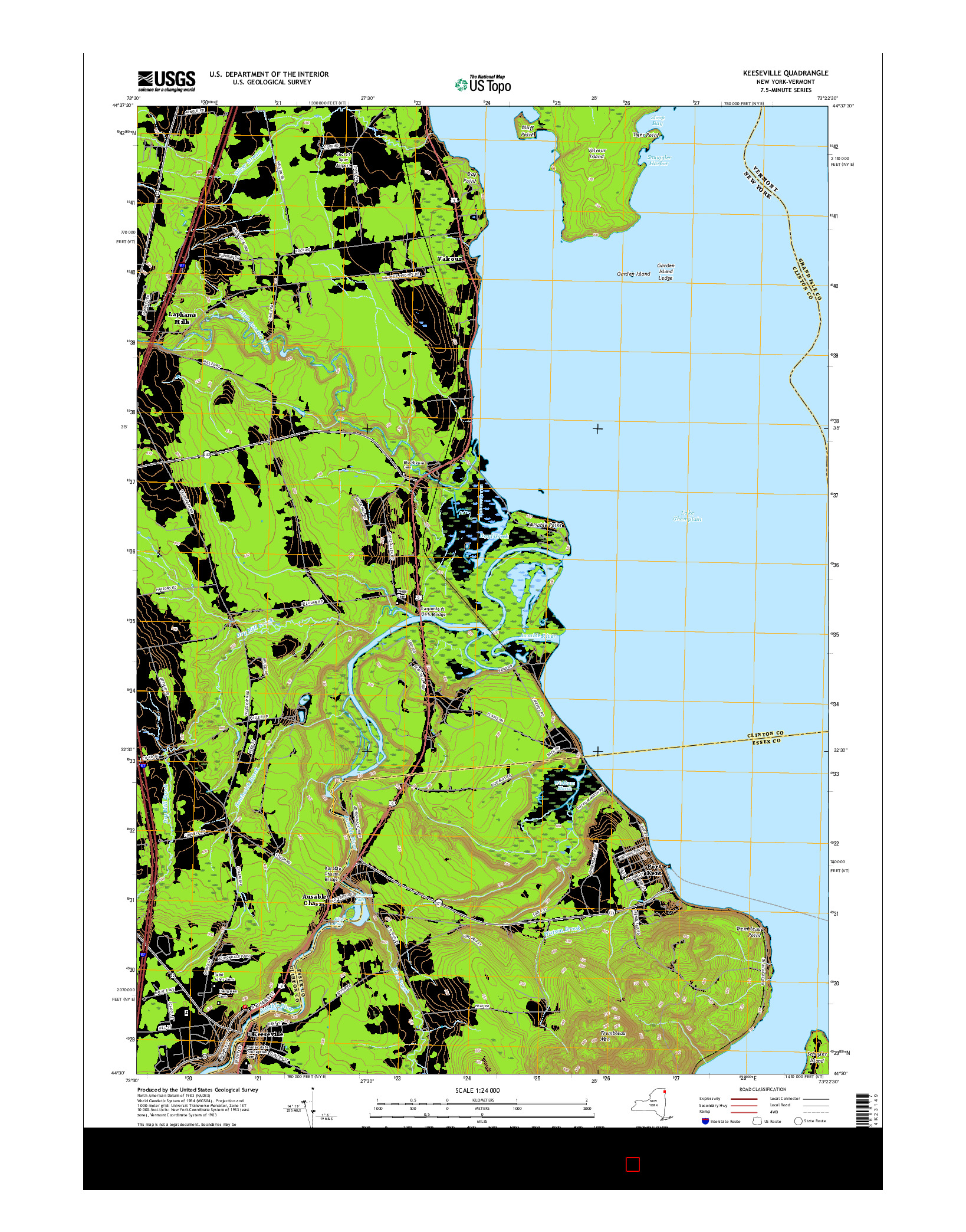 USGS US TOPO 7.5-MINUTE MAP FOR KEESEVILLE, NY-VT 2016