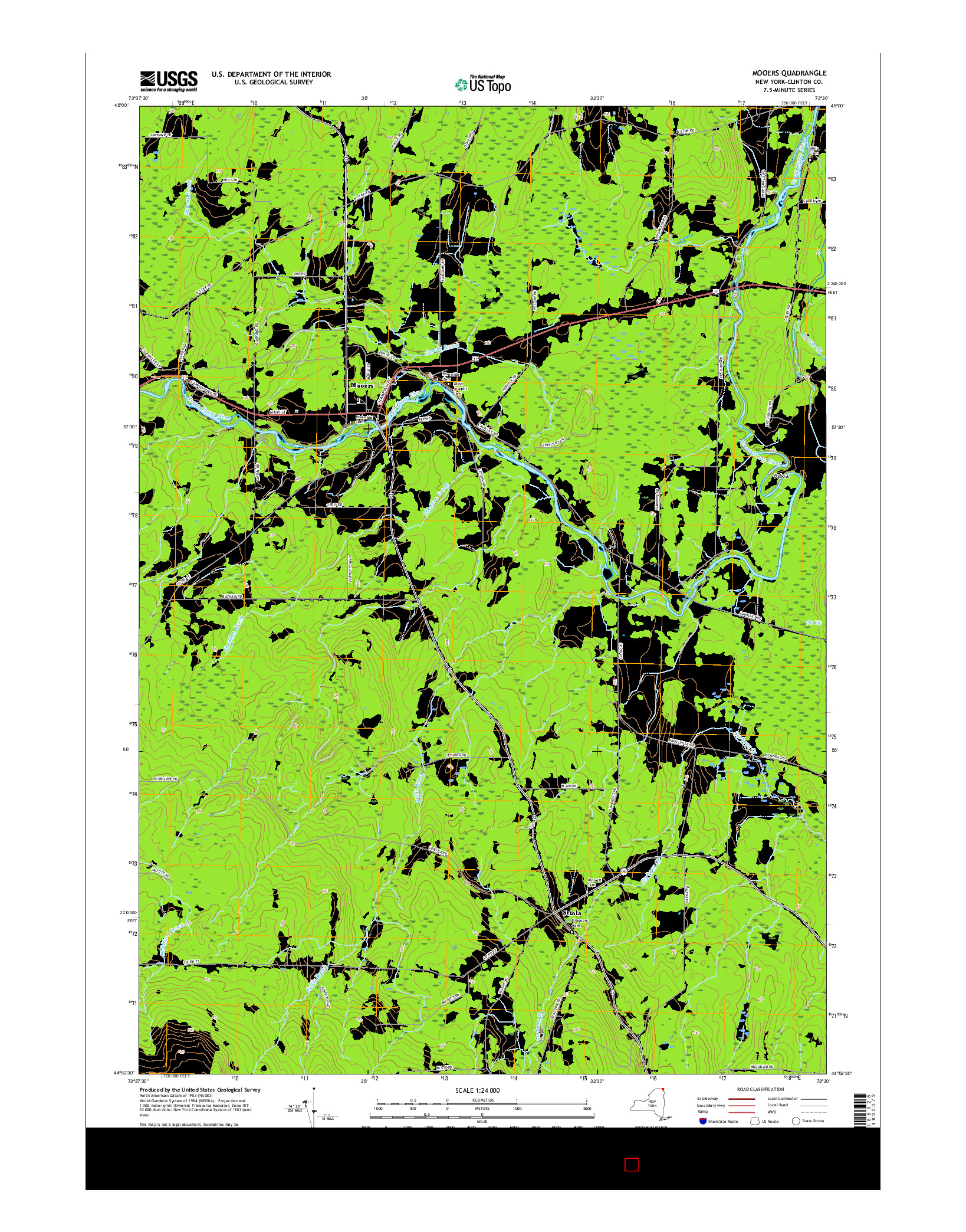 USGS US TOPO 7.5-MINUTE MAP FOR MOOERS, NY 2016