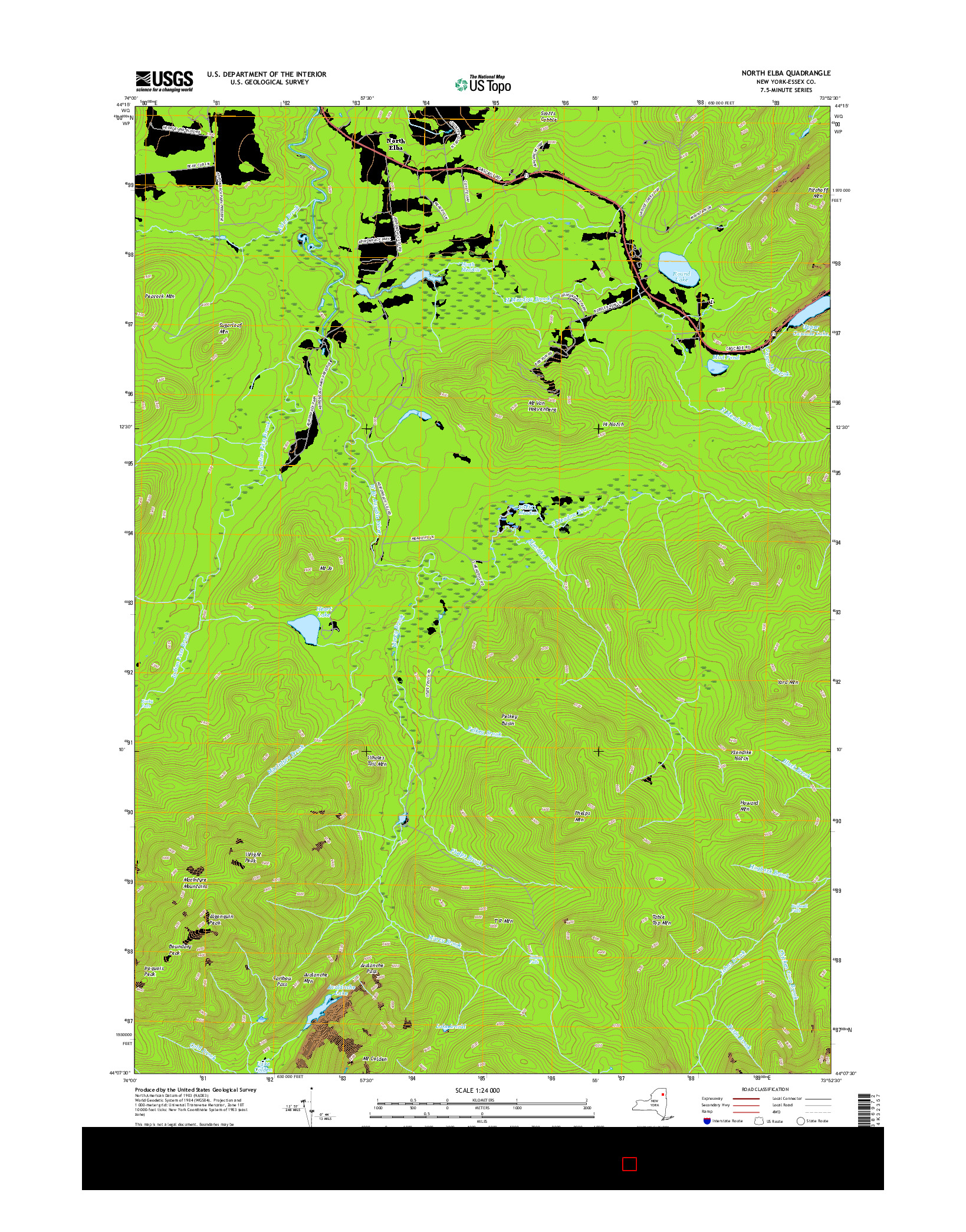USGS US TOPO 7.5-MINUTE MAP FOR NORTH ELBA, NY 2016
