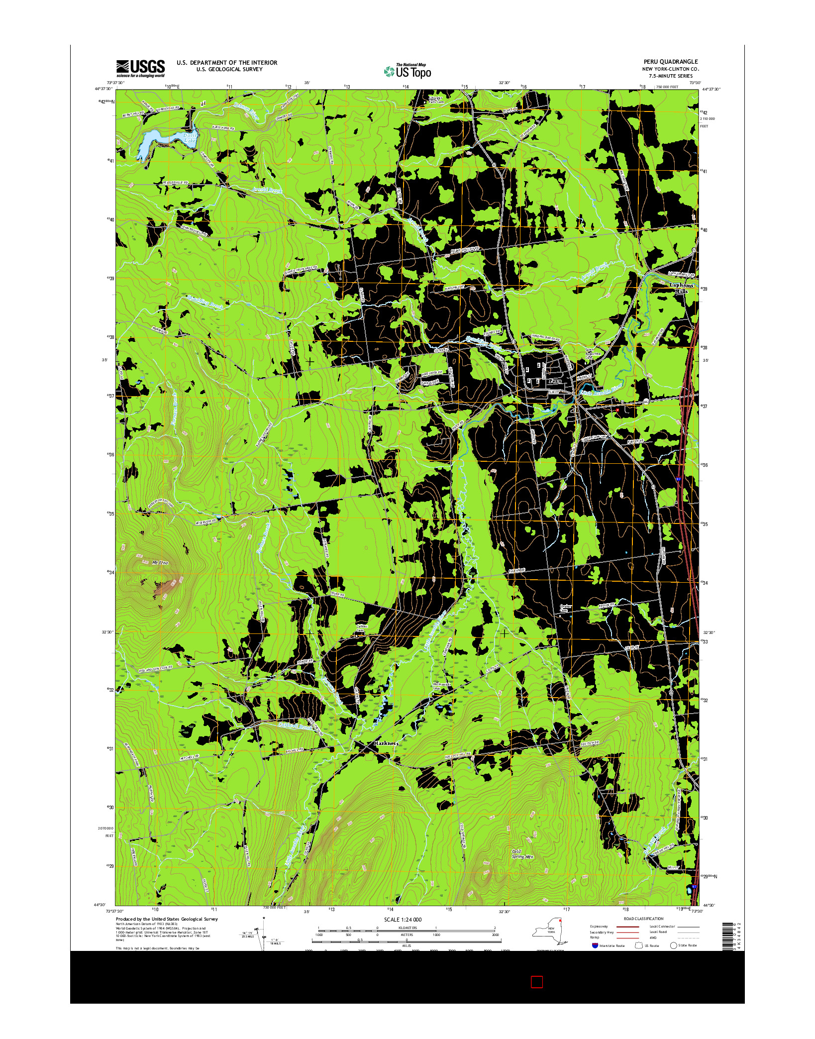 USGS US TOPO 7.5-MINUTE MAP FOR PERU, NY 2016