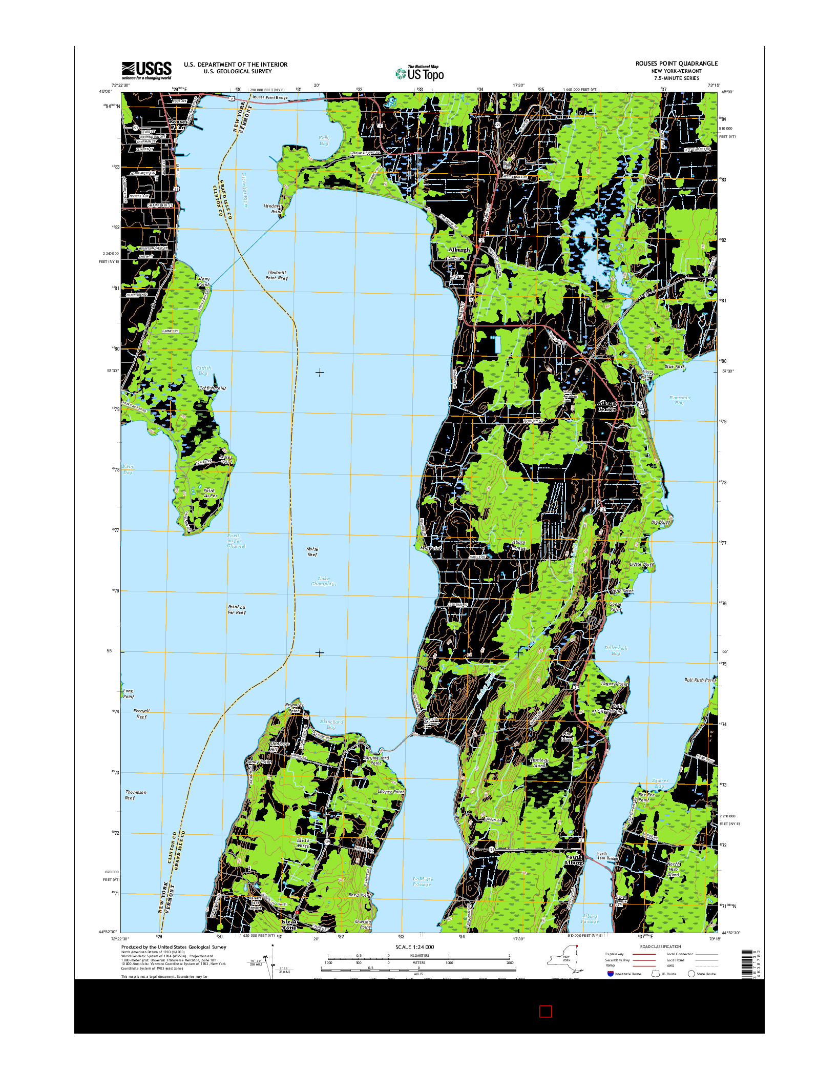 USGS US TOPO 7.5-MINUTE MAP FOR ROUSES POINT, NY-VT 2016