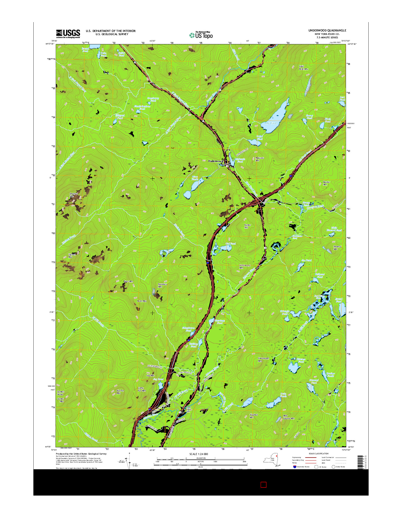 USGS US TOPO 7.5-MINUTE MAP FOR UNDERWOOD, NY 2016