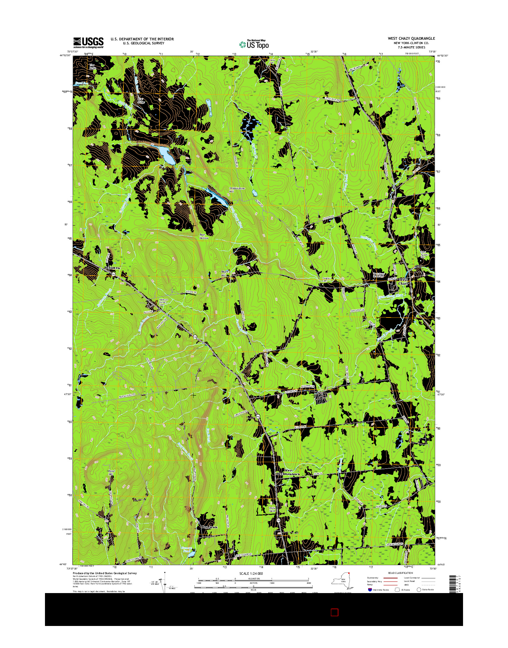USGS US TOPO 7.5-MINUTE MAP FOR WEST CHAZY, NY 2016