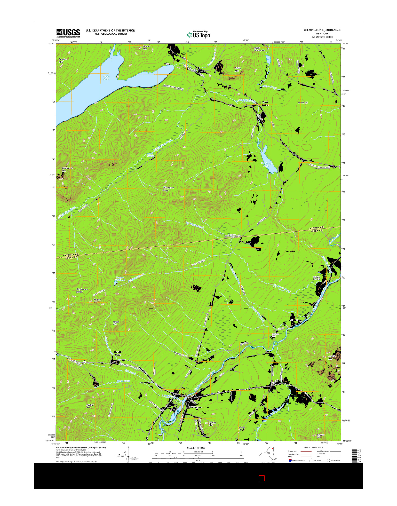 USGS US TOPO 7.5-MINUTE MAP FOR WILMINGTON, NY 2016