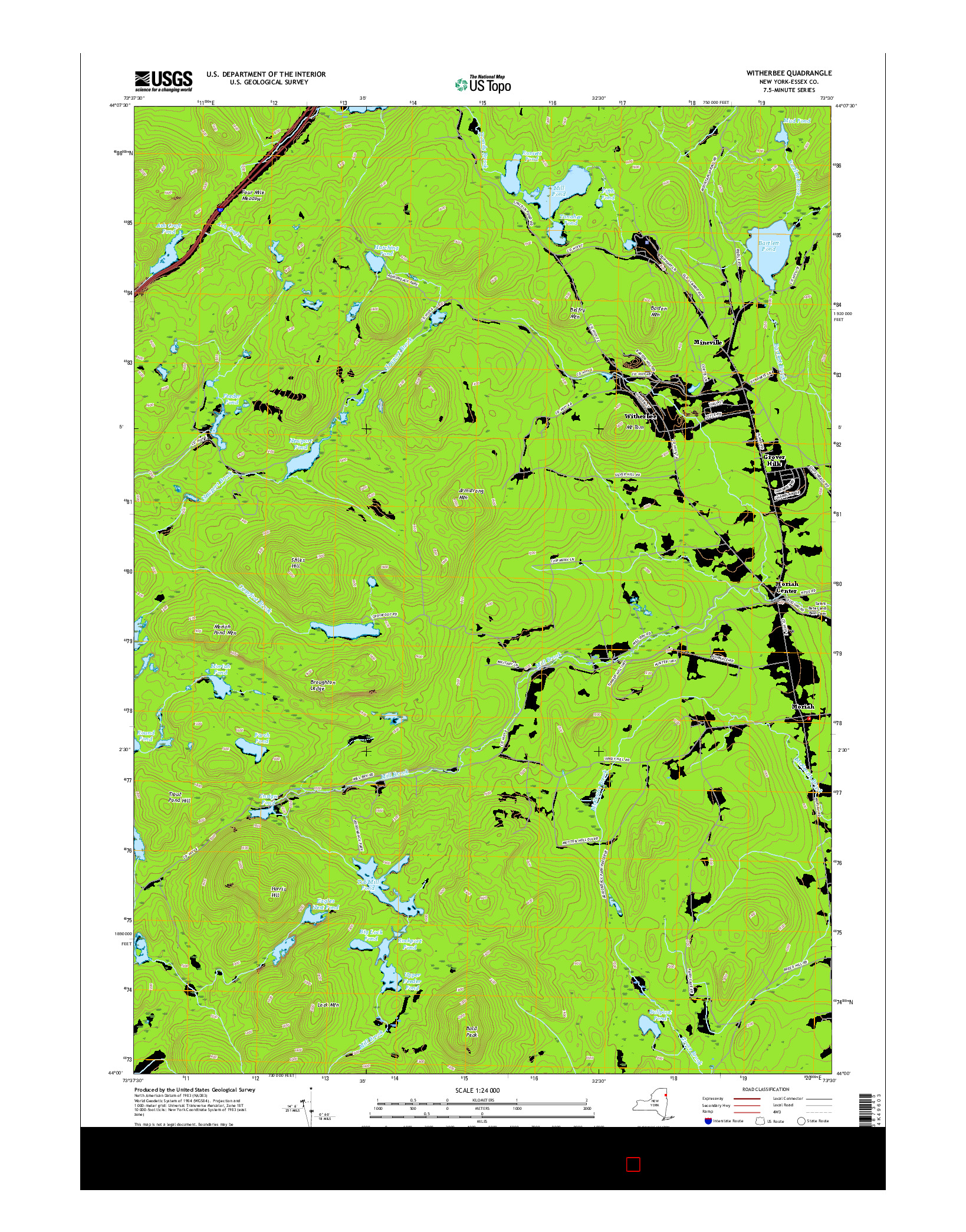 USGS US TOPO 7.5-MINUTE MAP FOR WITHERBEE, NY 2016