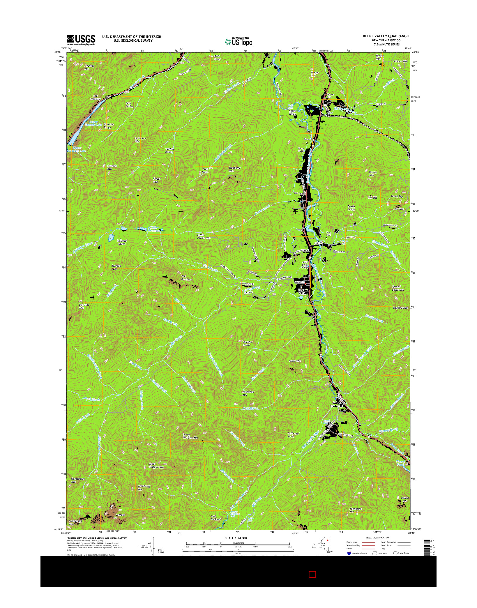 USGS US TOPO 7.5-MINUTE MAP FOR KEENE VALLEY, NY 2016