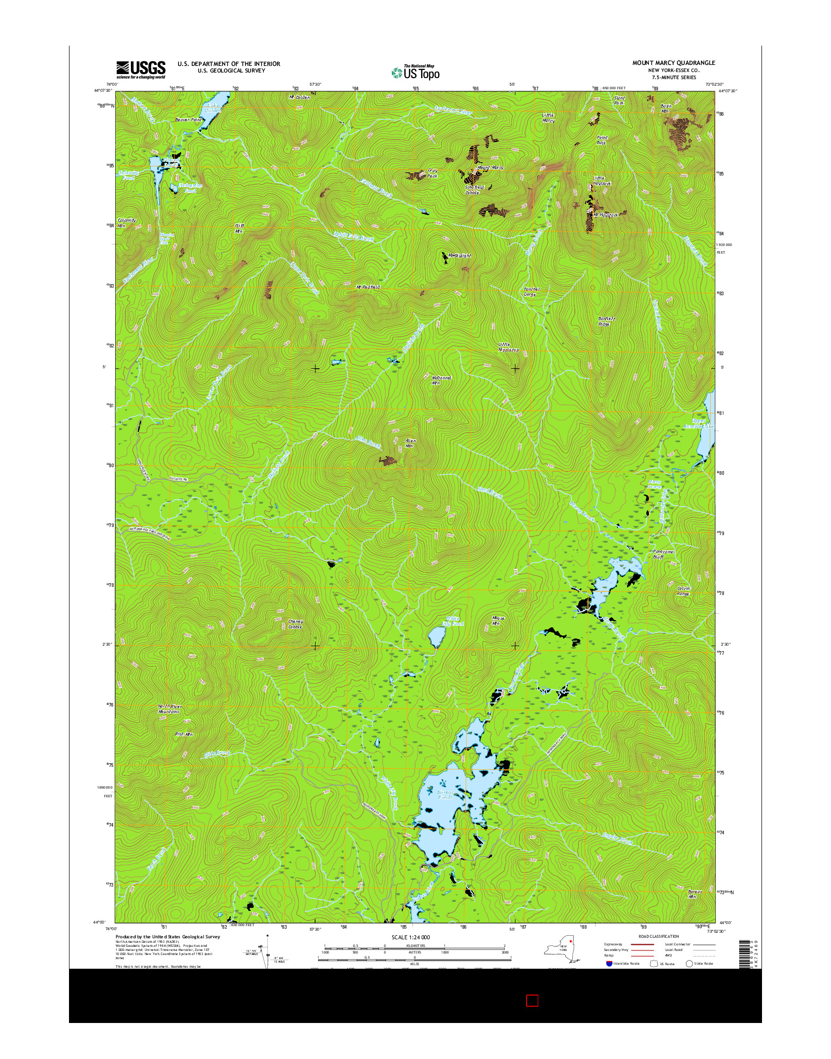 USGS US TOPO 7.5-MINUTE MAP FOR MOUNT MARCY, NY 2016
