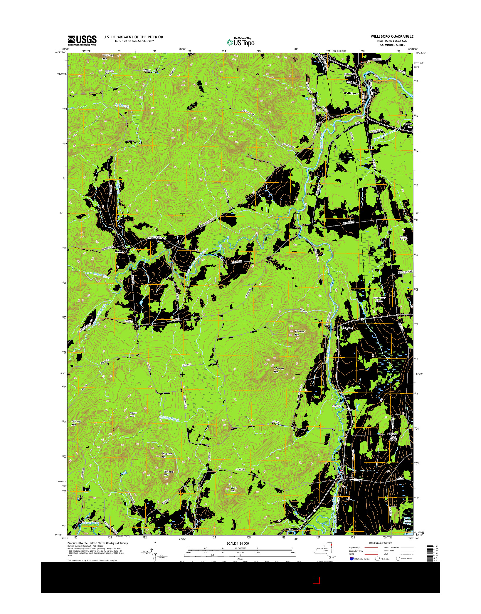 USGS US TOPO 7.5-MINUTE MAP FOR WILLSBORO, NY 2016