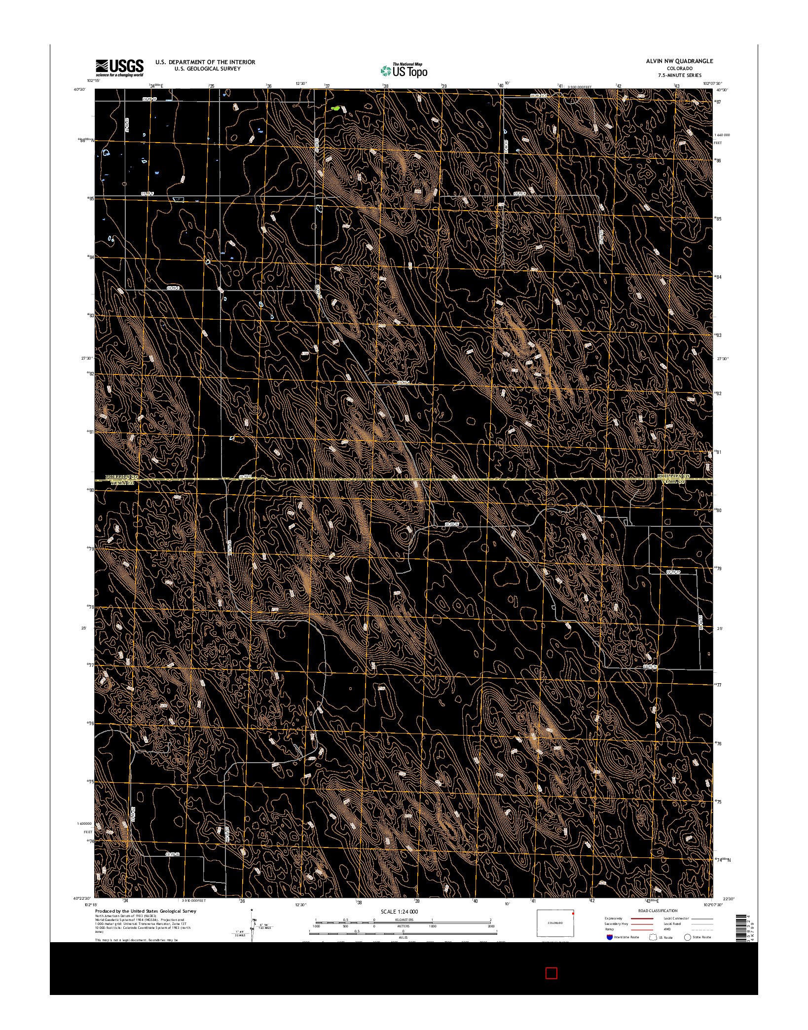 USGS US TOPO 7.5-MINUTE MAP FOR ALVIN NW, CO 2016