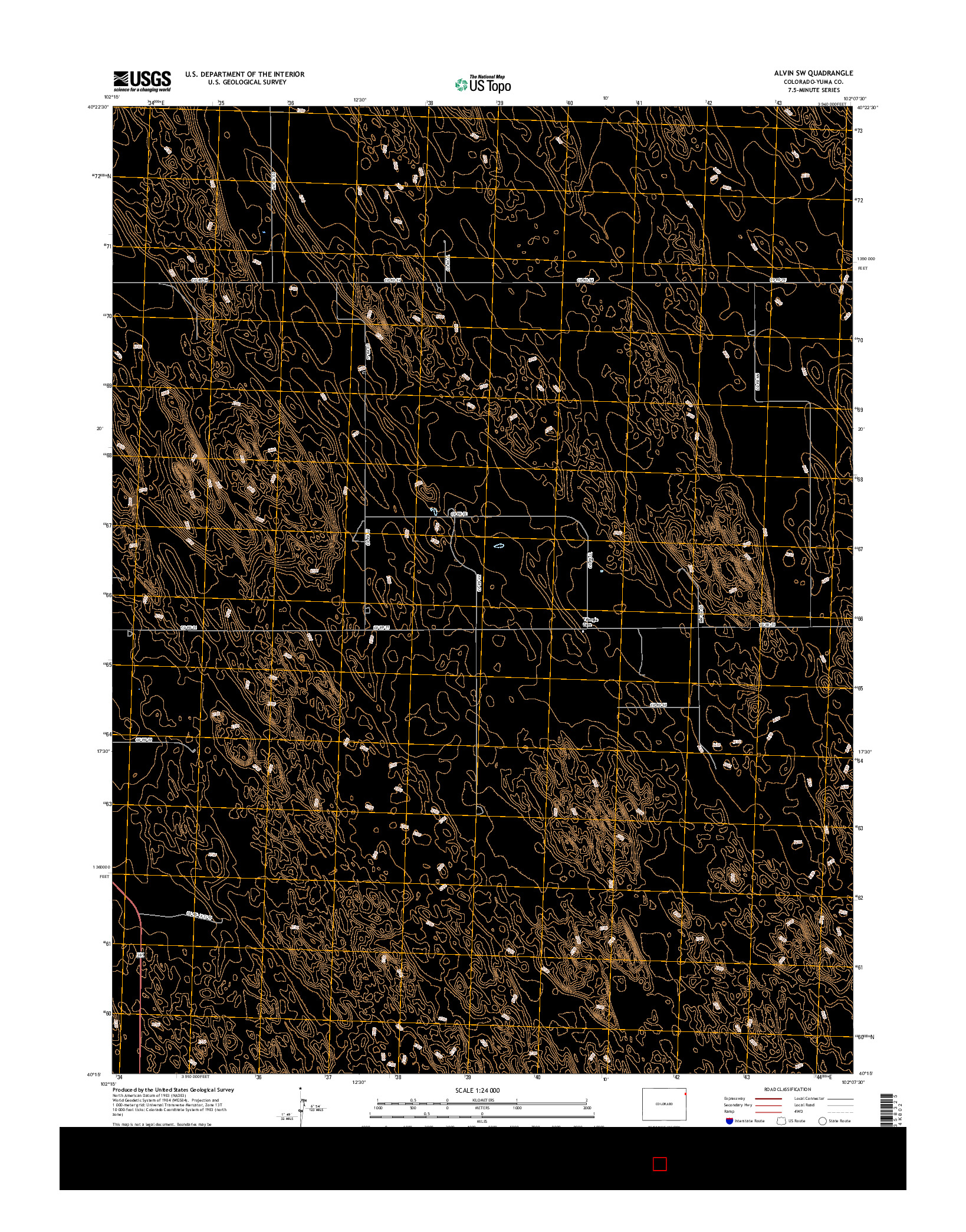 USGS US TOPO 7.5-MINUTE MAP FOR ALVIN SW, CO 2016