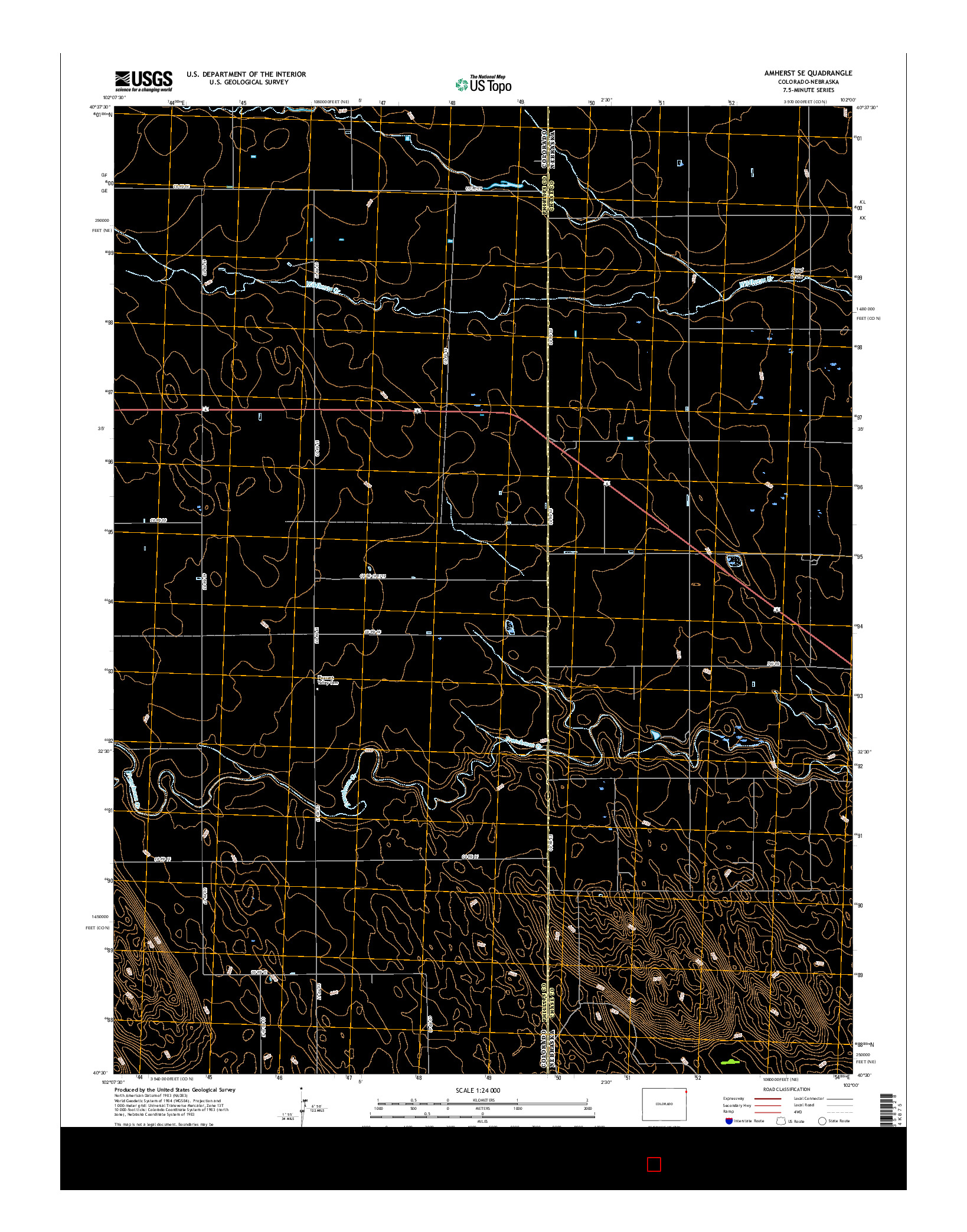 USGS US TOPO 7.5-MINUTE MAP FOR AMHERST SE, CO-NE 2016